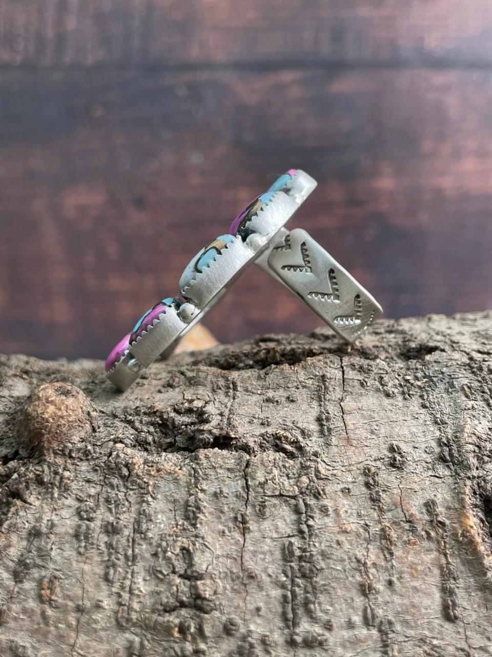 Handmade Sterling Silver Cotton Candy Naja Adjustable Ring "Signed Nizhoni"