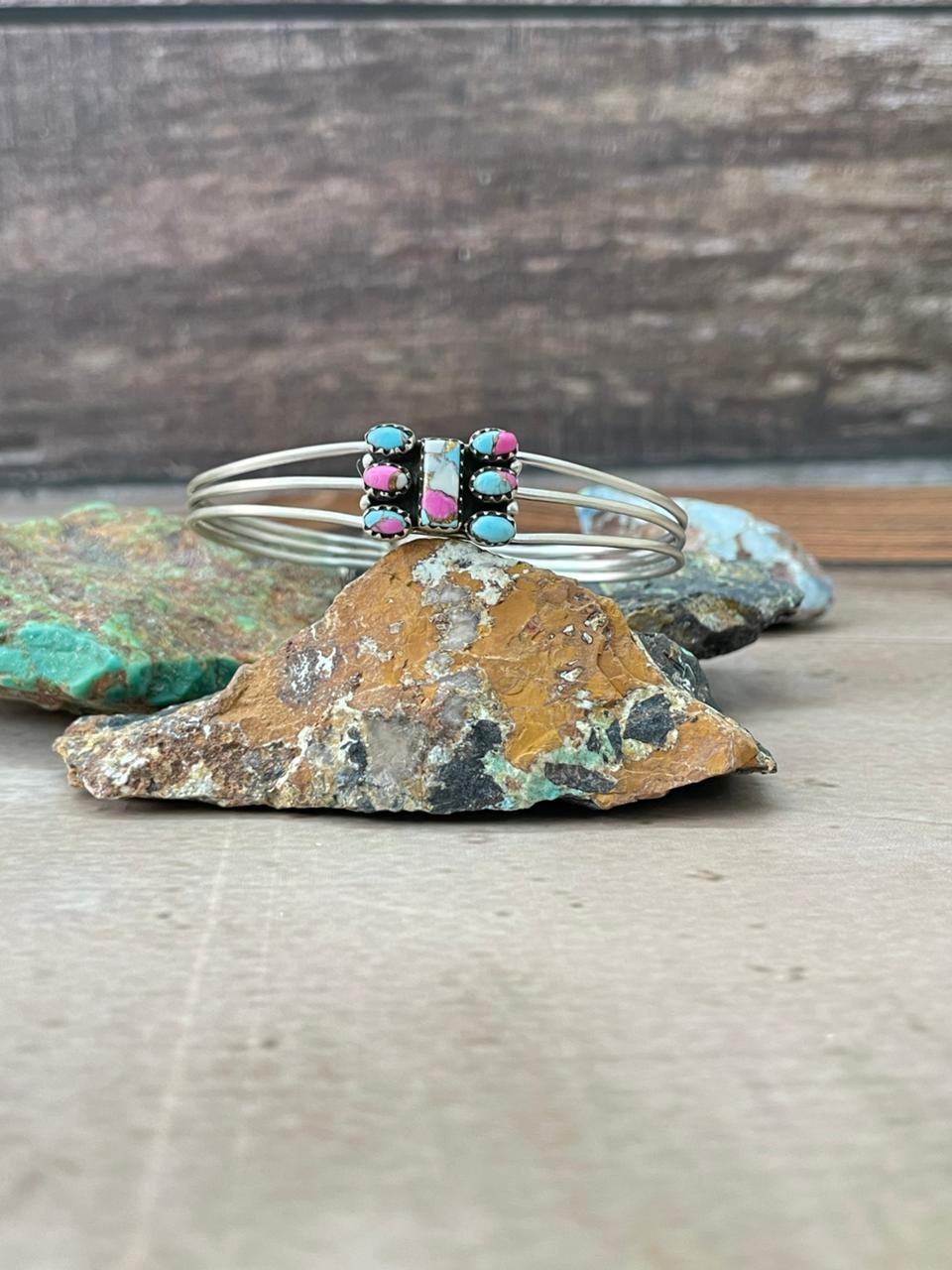 Handmade Sterling Silver Cotton Candy Cuff Bracelet "Signed Nizhoni"