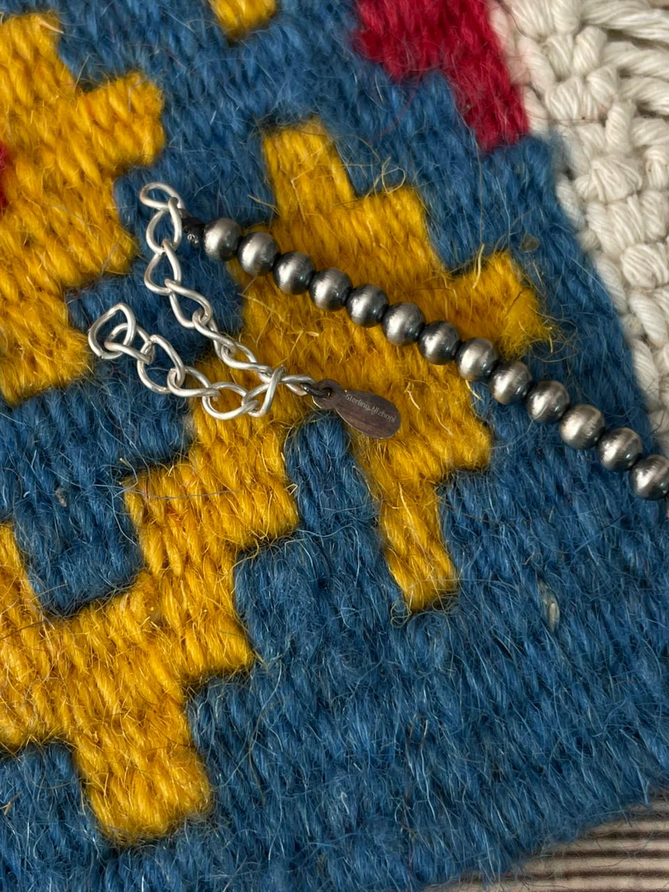 Handmade Sterling Silver Kingman Turquoise Beaded Necklace "Signed Nizhoni"