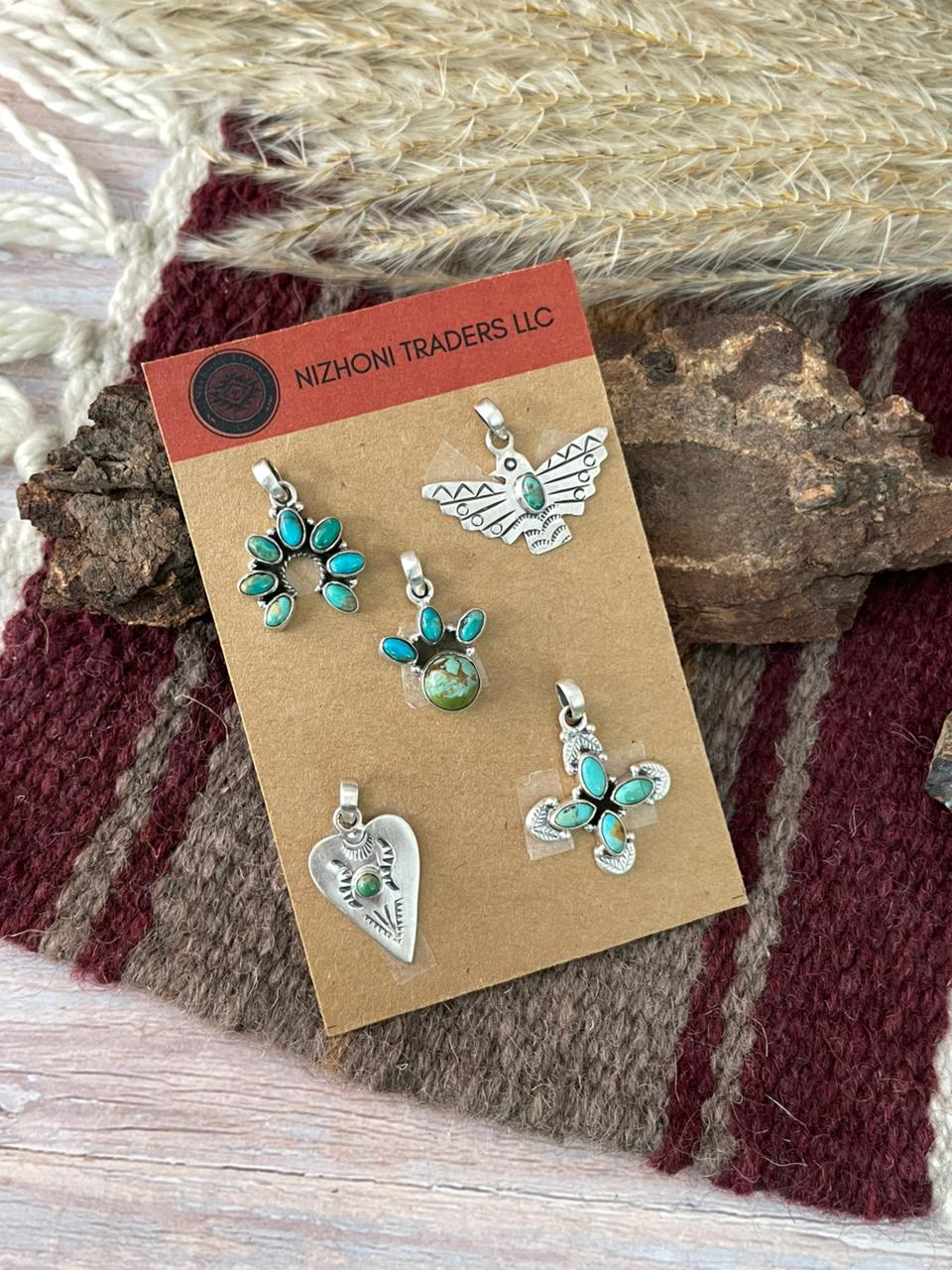 Handmade Sterling Silver Kingman Turquoise Pendant Card