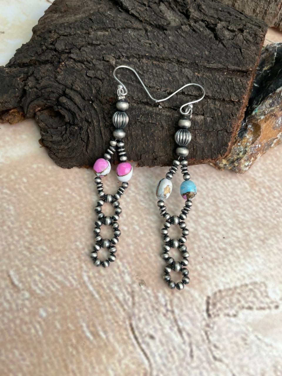 Handmade Sterling Silver Cotton Candy Hook Dangle Earrings