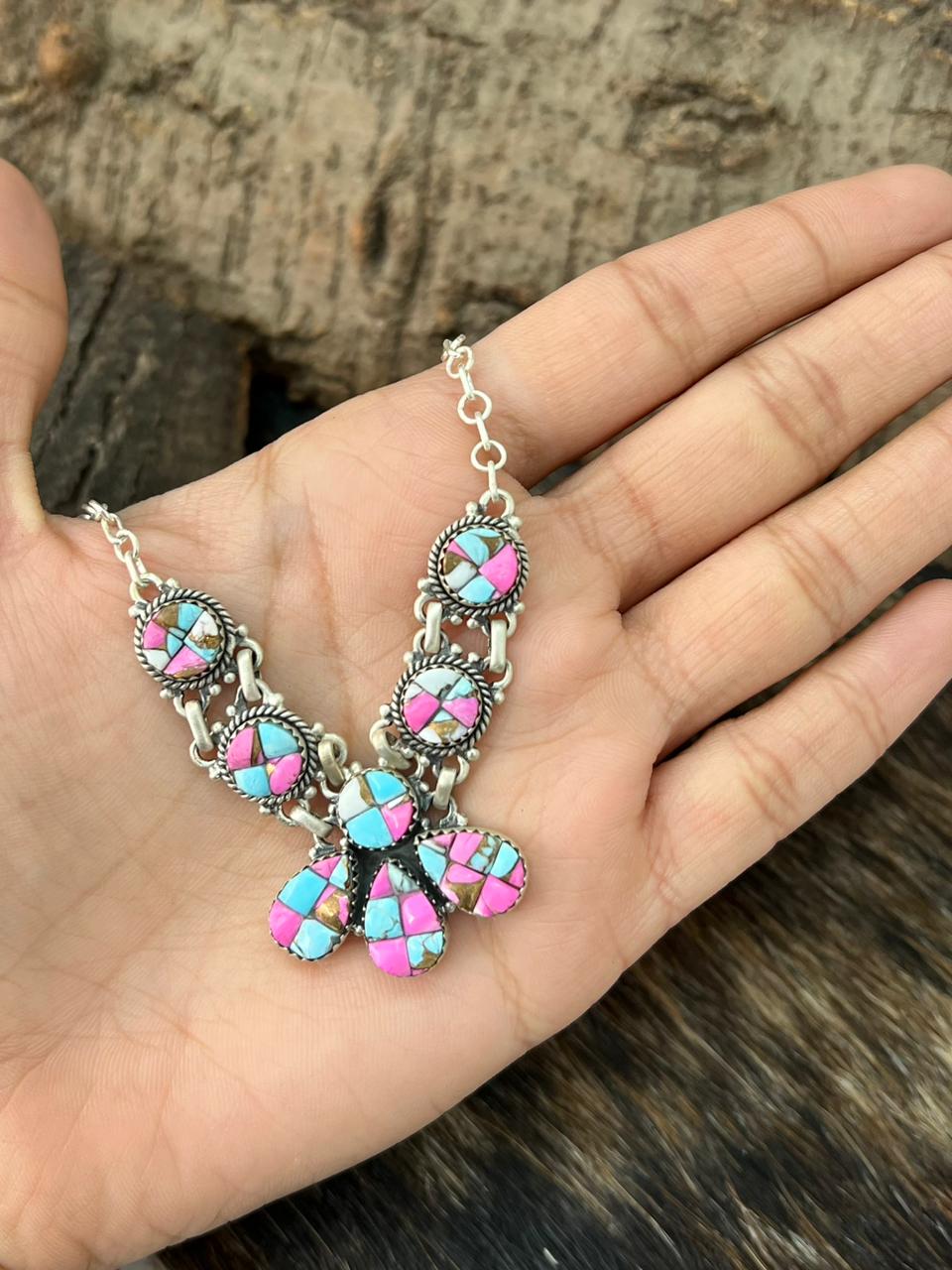 Handmade Sterling Silver Cotton Candy Necklace "Signed Nizhoni"