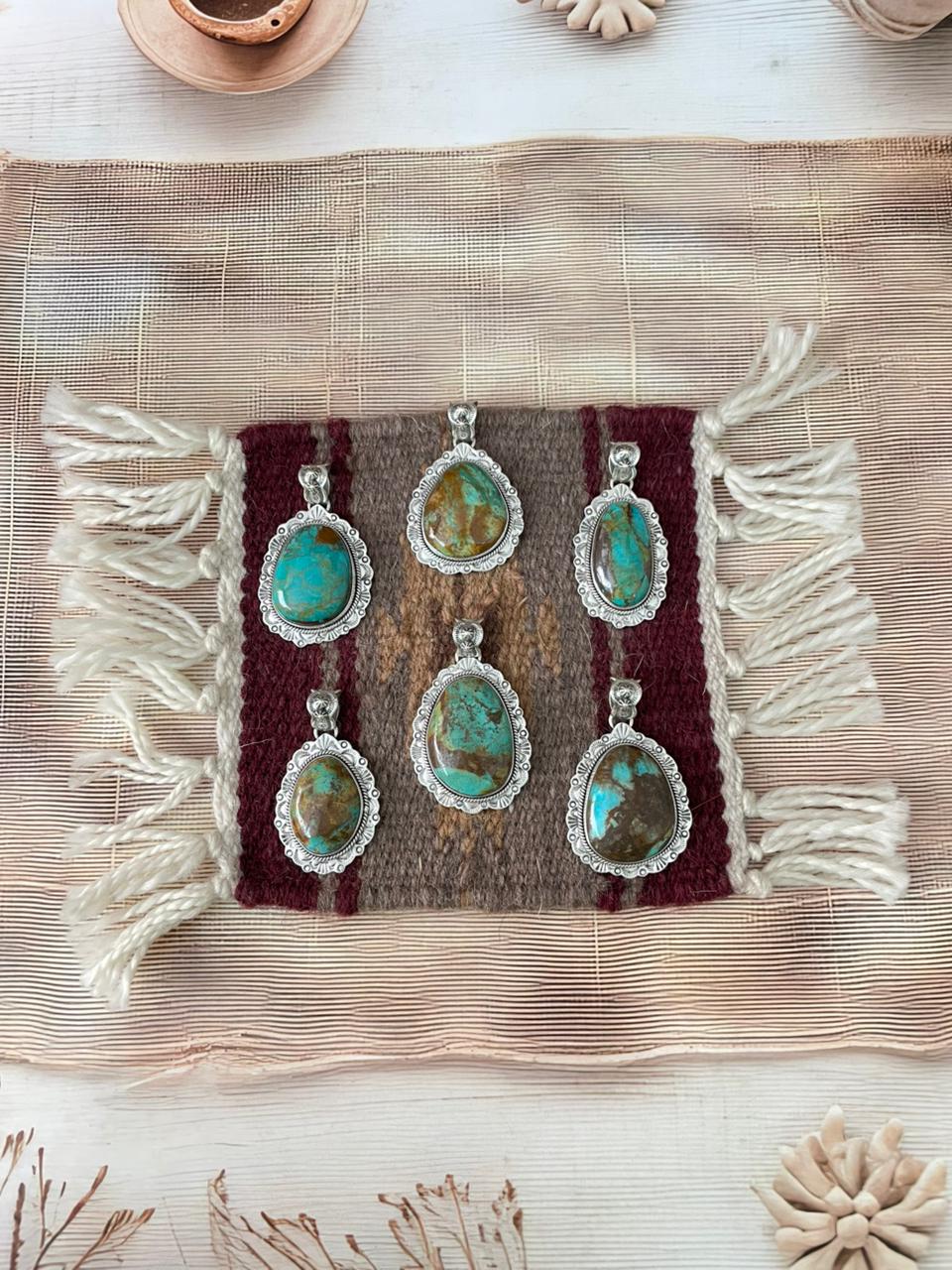 Handmade Sterling Silver Royston Turquoise Pendant "Signed Nizhoni"