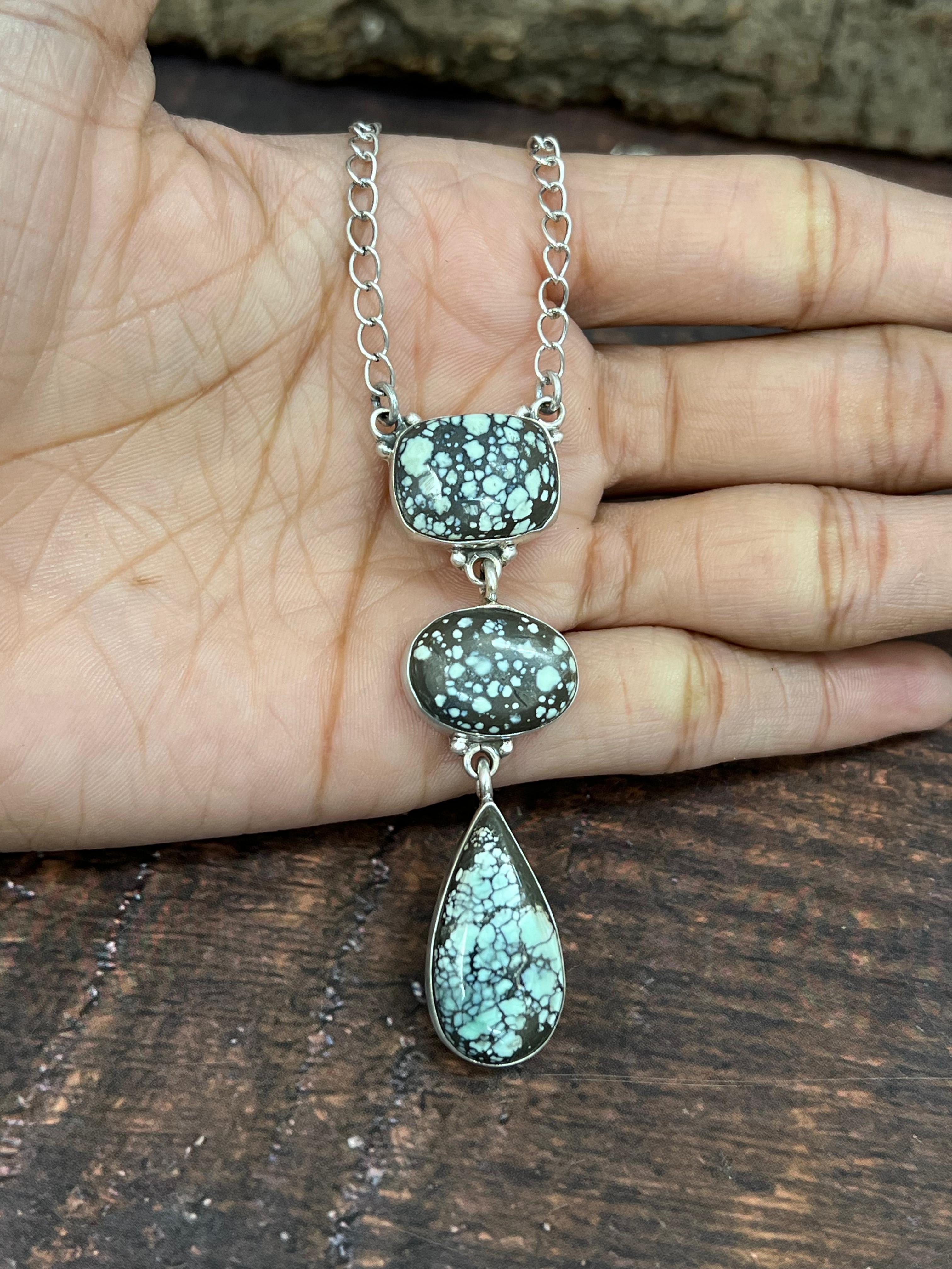 Handmade Sterling Silver Starfox Variscite Necklace Signed Nizhoni