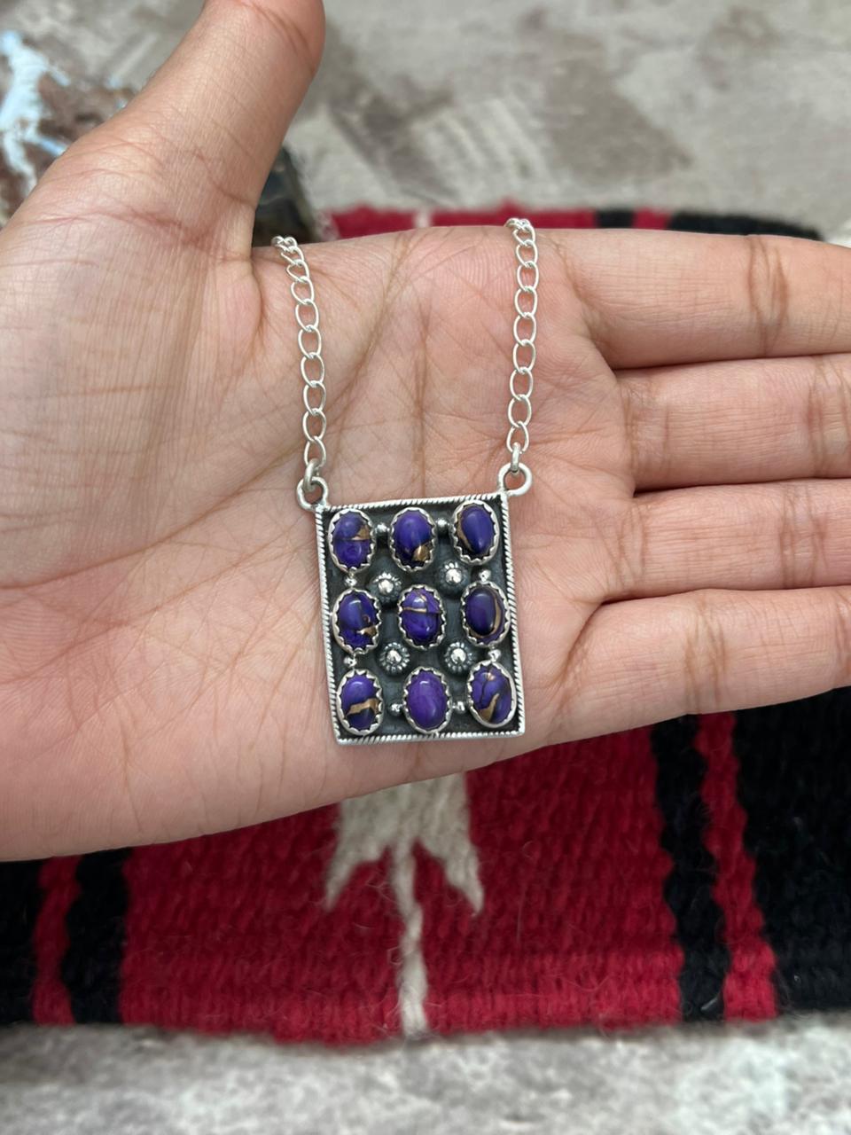 Handmade Sterling Silver Grape Dahlia Necklace "Signed Nizhoni"