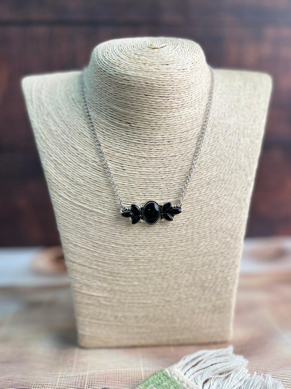 Handmade Sterling Silver Black Onyx Necklace "Signed Nizhoni"