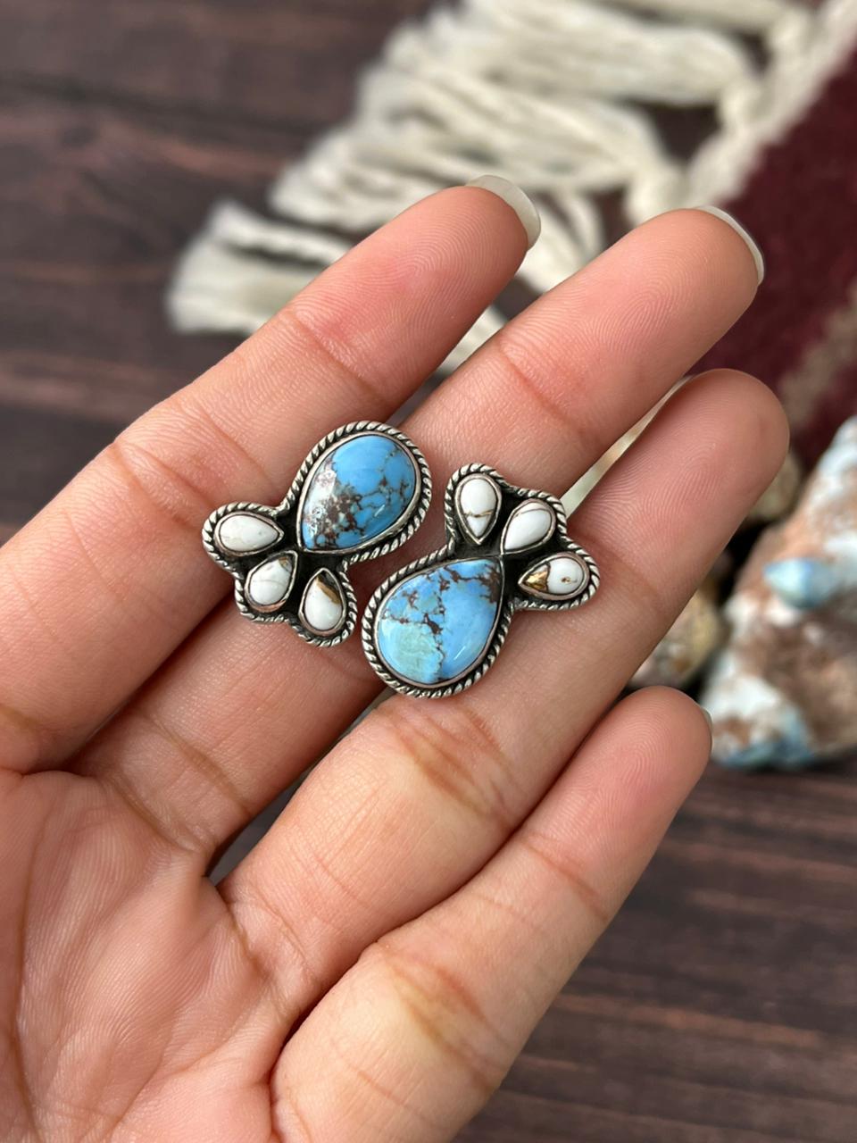 Handmade Sterling Silver Golden Hills with White Collection Adjustable Ring "Signed Nizhoni"