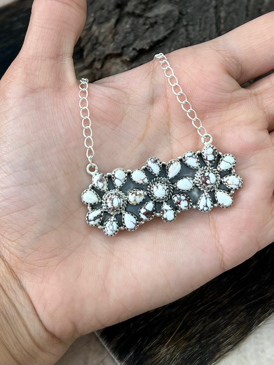 Handmade Sterling Silver Wildhorse Magnesite Necklace "Signed Nizhoni"