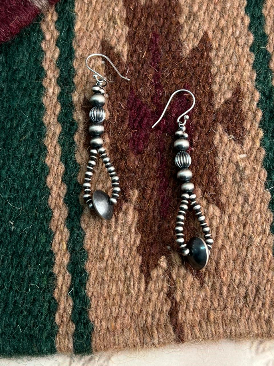 Handmade Sterling Silver Beaded Hook Dangle Earrings