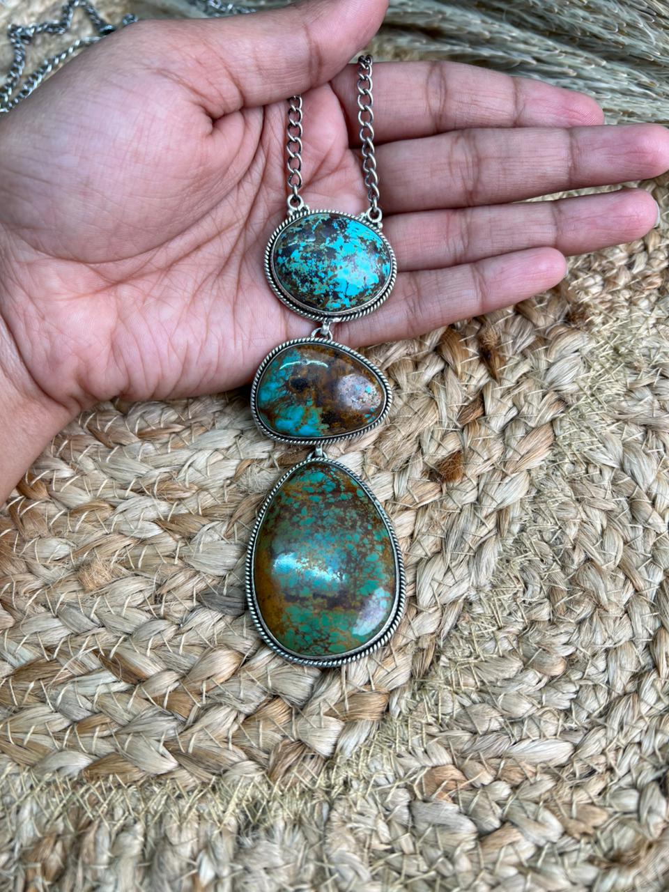 Handmade Sterling Silver Royston Turquoise Necklace "Signed Nizhoni"