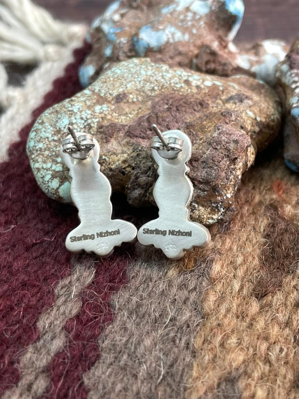 Handmade Sterling Silver Wildhorse Magnesite  with Kingman Post Earrings "Signed Nizhoni"