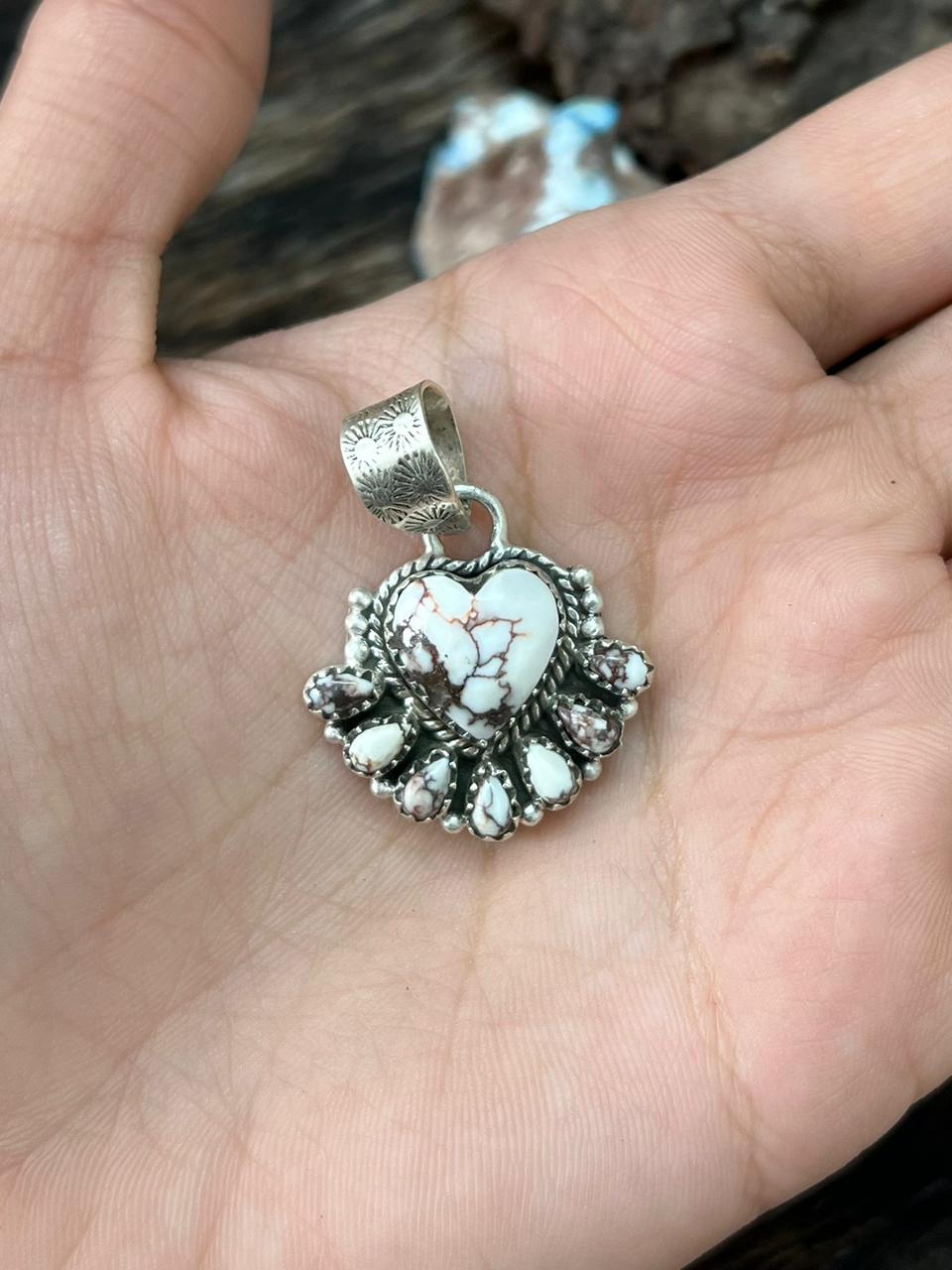 Handmade Sterling Silver Wildhorse Magnesite Pendant "Signed Nizhoni"