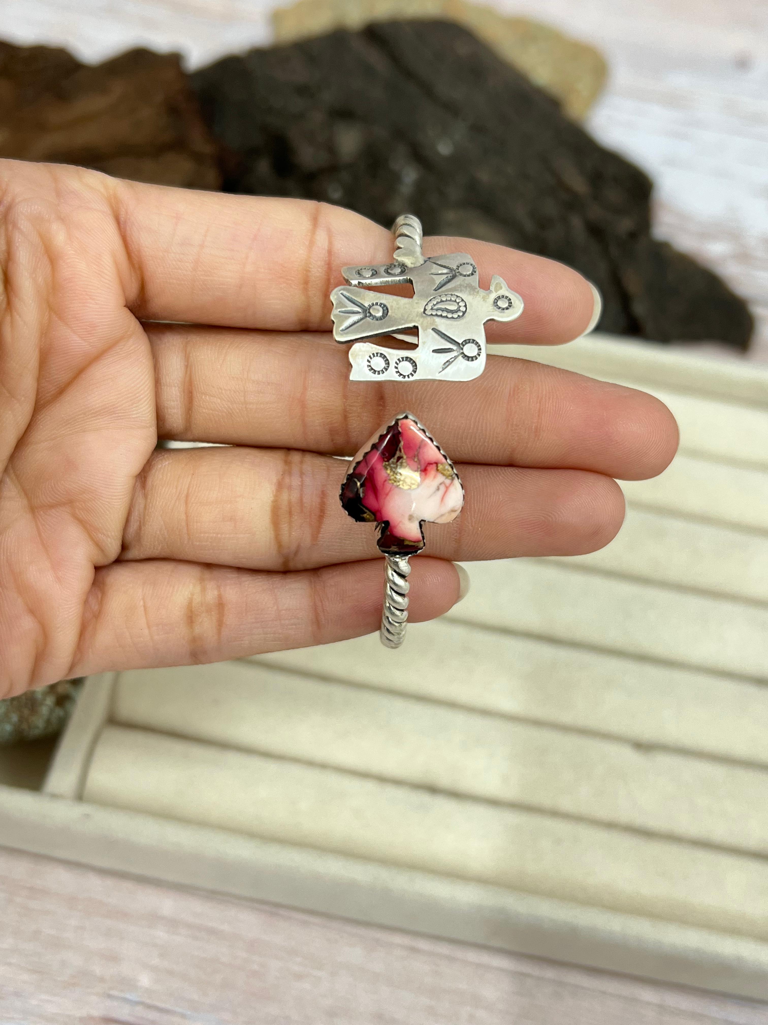 Handmade Sterling Silver Multi Stone Cuff Bracelet with Signed Nizhoni