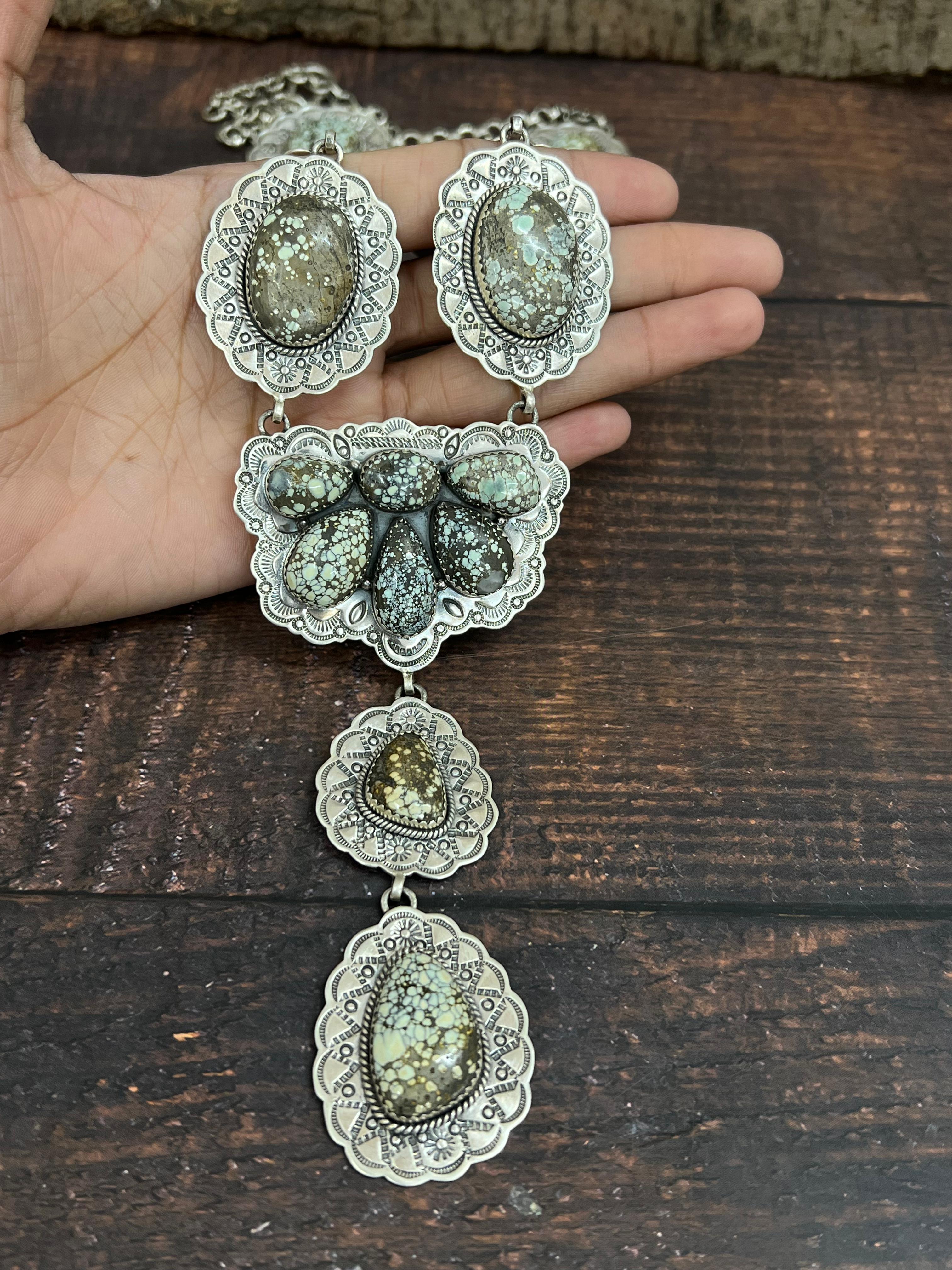 Handmade Sterling Silver Starfox Variscite Necklace Signed Nizhoni