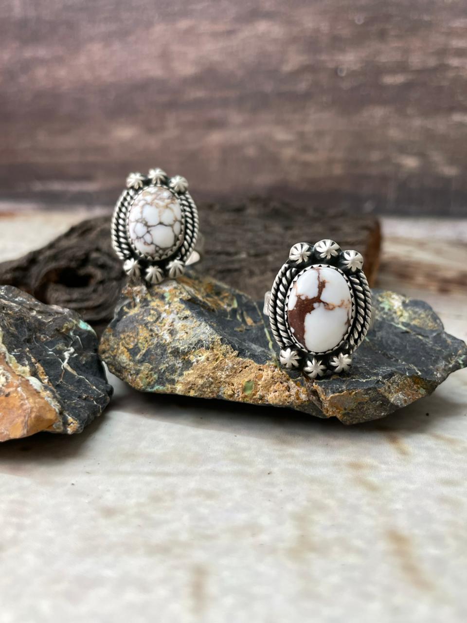 Handmade Sterling Silver Wildhorse Magnesite Adjustable Ring "Signed Nizhoni"