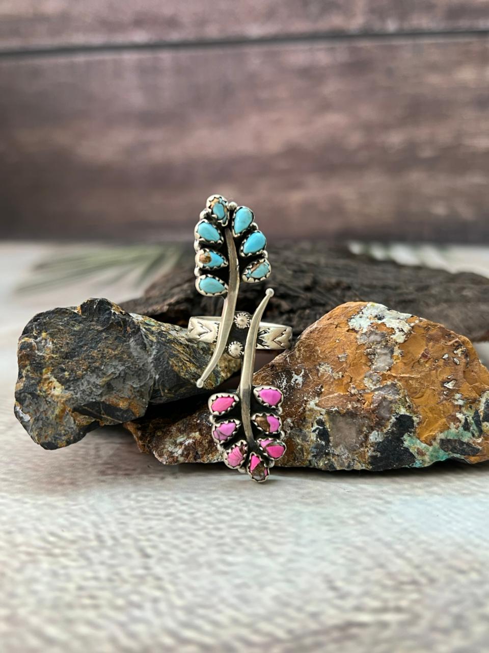 Handmade Sterling Silver Cotton Candy Adjustable Ring " Signed Nizhoni"