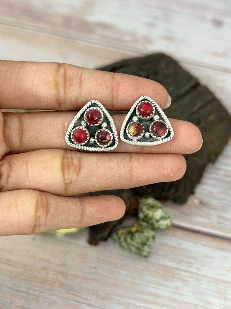 Handmade Sterling Silver Dahlia Rose Post Studs with Signed Nizhoni (9)