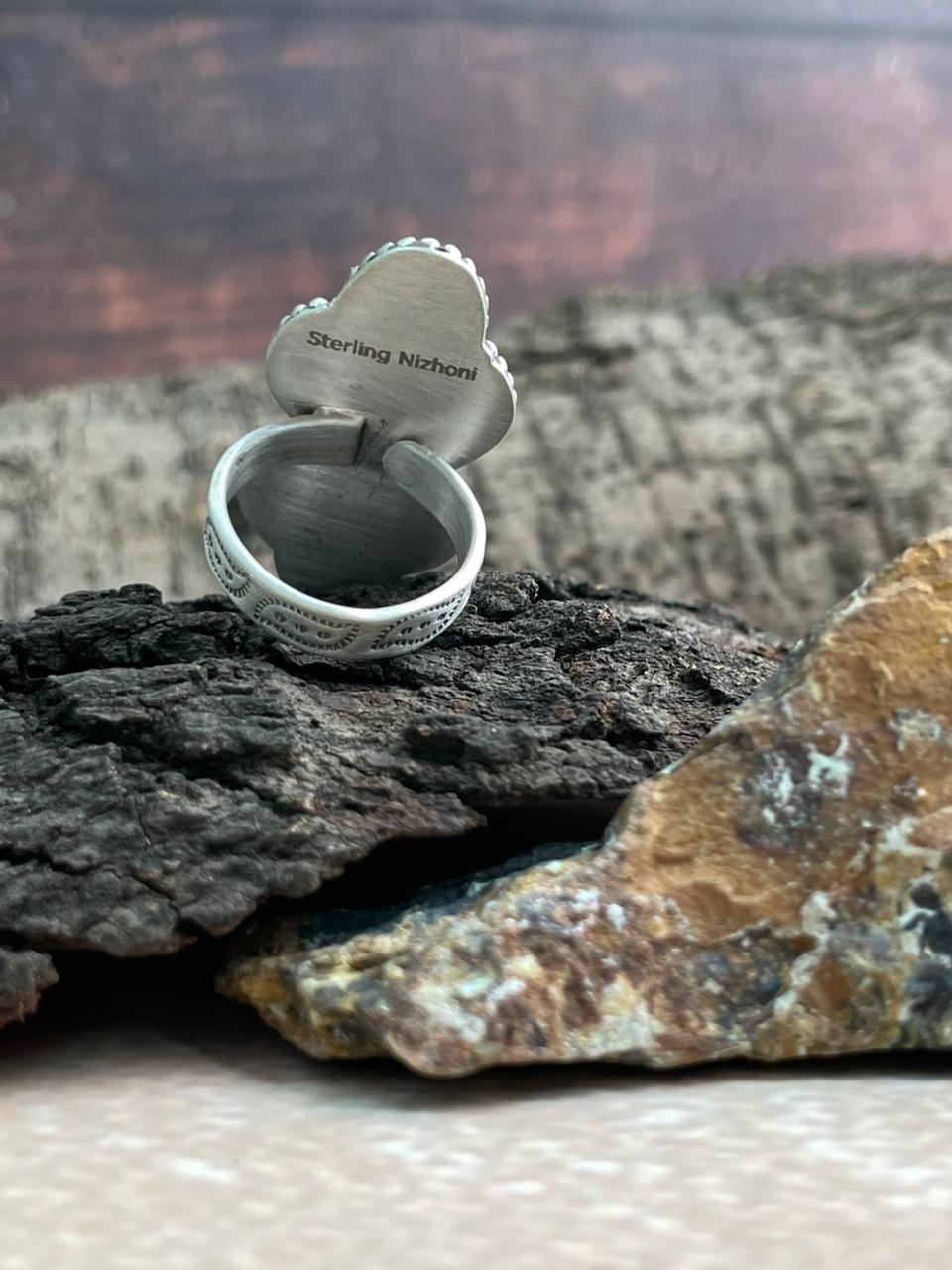 Handmade Sterling Silver Wildhorse Magnesite Adjustable Ring "Signed Nizhoni"