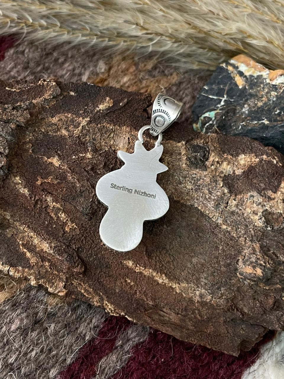 Handmade Sterling Silver Palomino Turquoise Pendant "Signed Nizhoni"