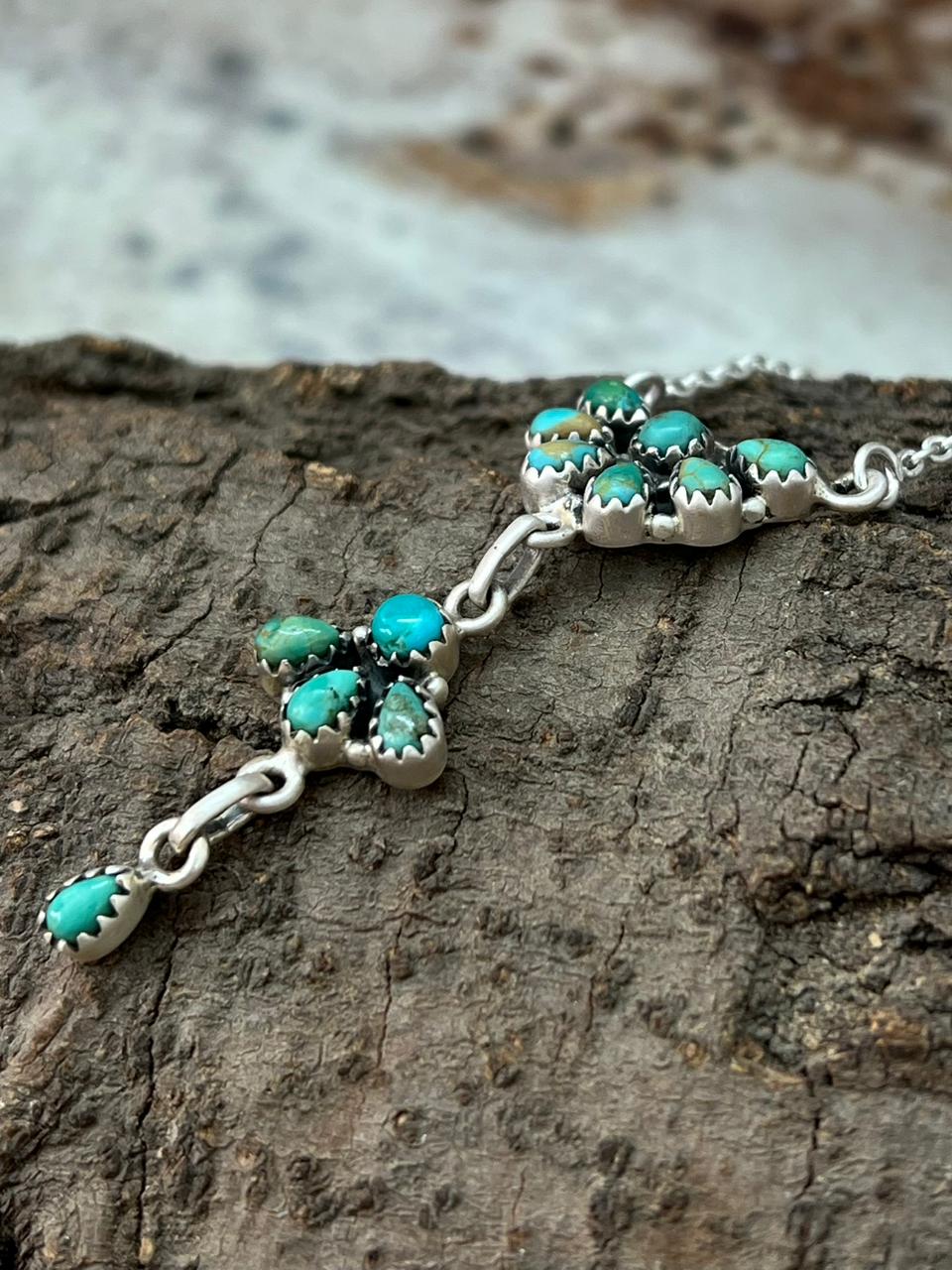 Handmade Sterling Silver Kingman Turquoise Necklace "Signed Nizhoni"