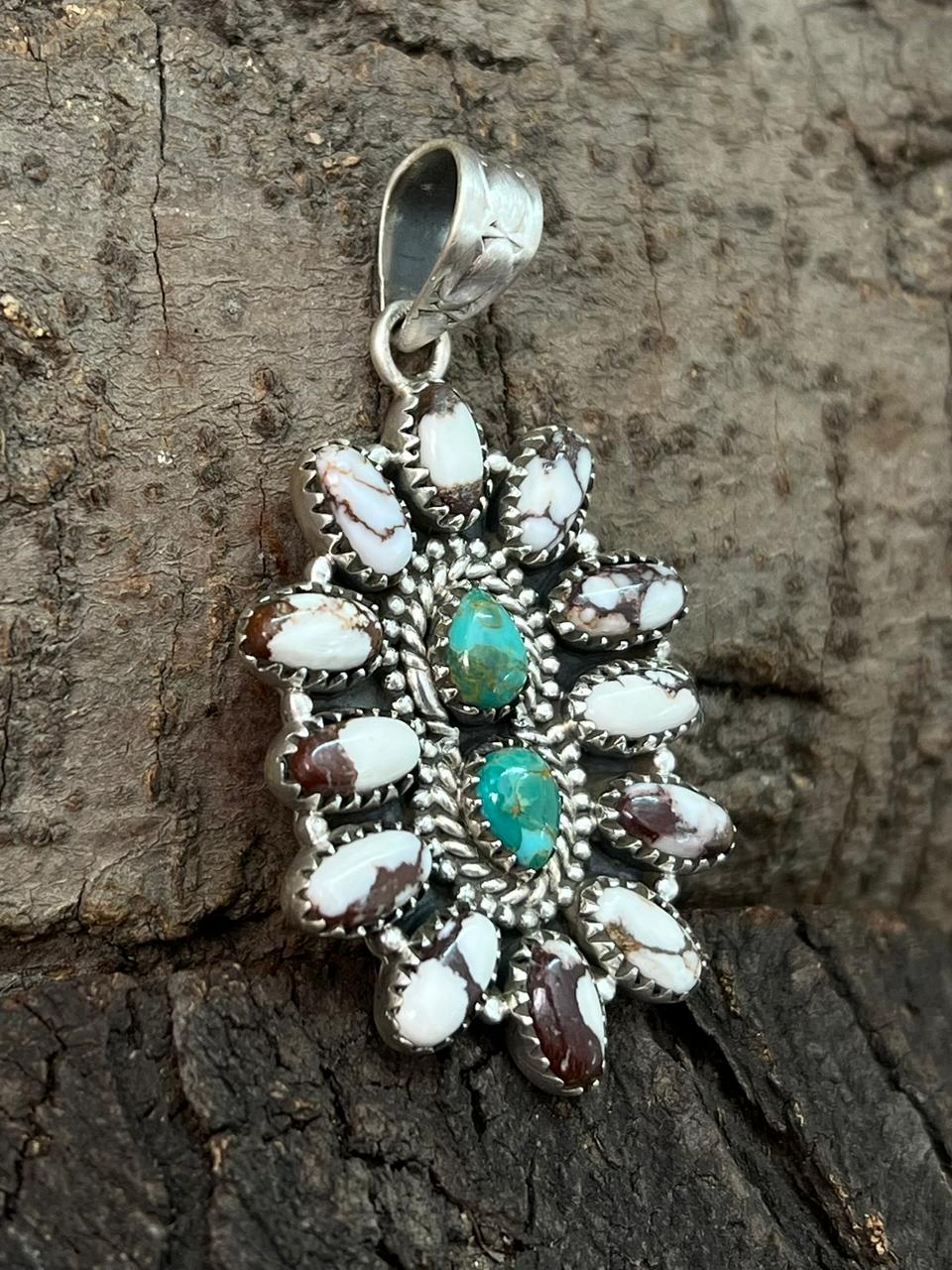 Handmade Sterling Silver Kingman with Wildhorse Pendant "Signed Nizhoni"