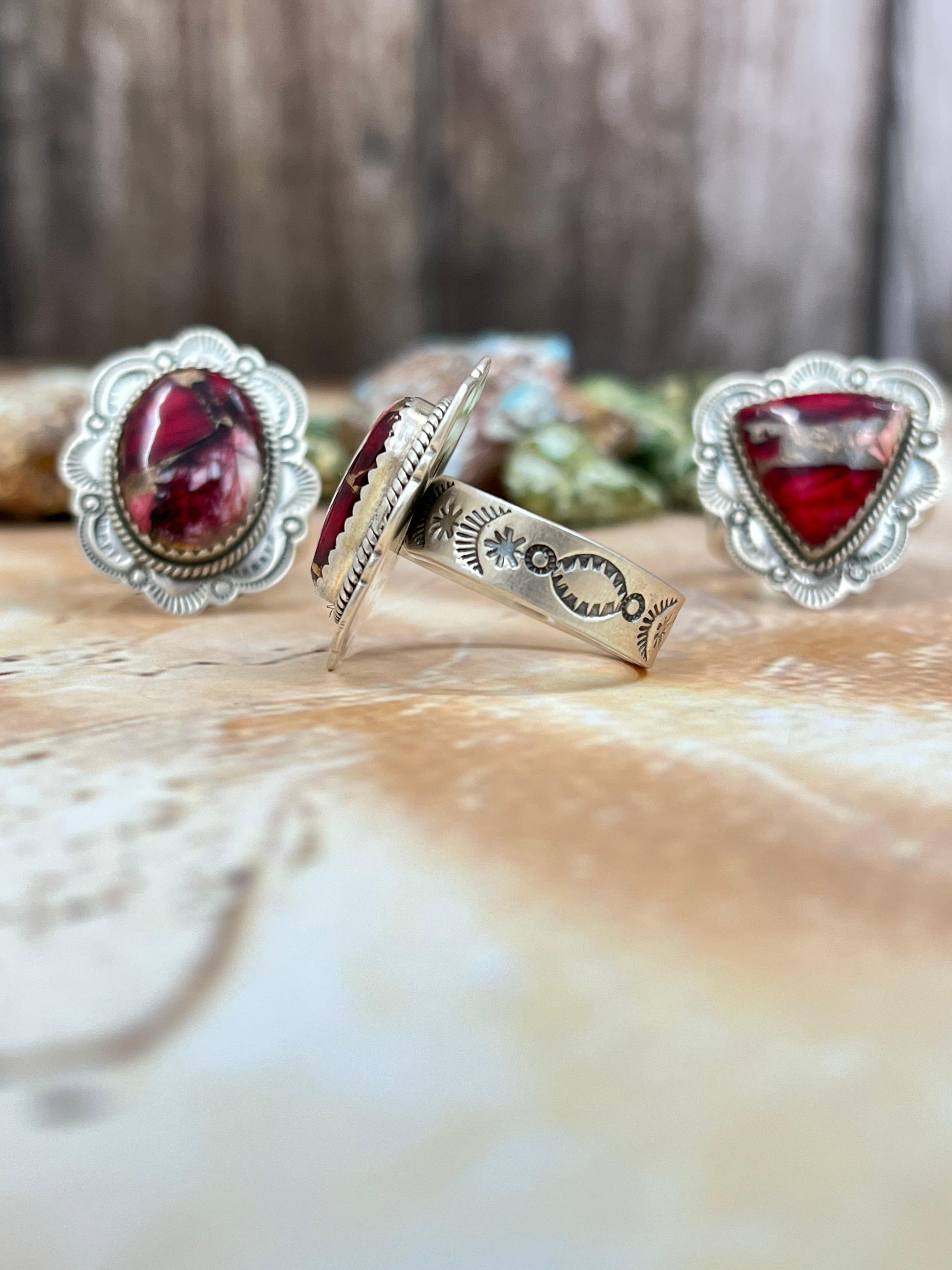 Handmade Sterling Silver Dahlia Rose Adjustable Ring, Signed Nizhoni