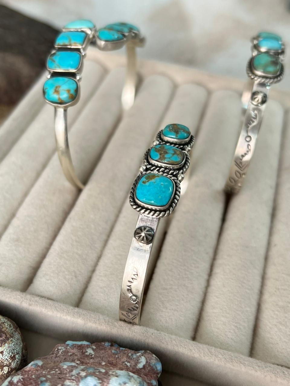 Handmade Sterling Silver Santa Maria Turquoise Bracelet "Signed Nizhoni"