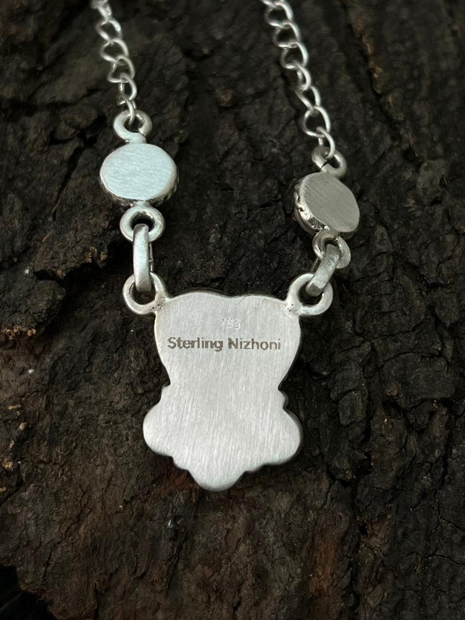 Handmade Sterling Silver Wildhorse Magnesite Necklace "Signed Nizhoni"