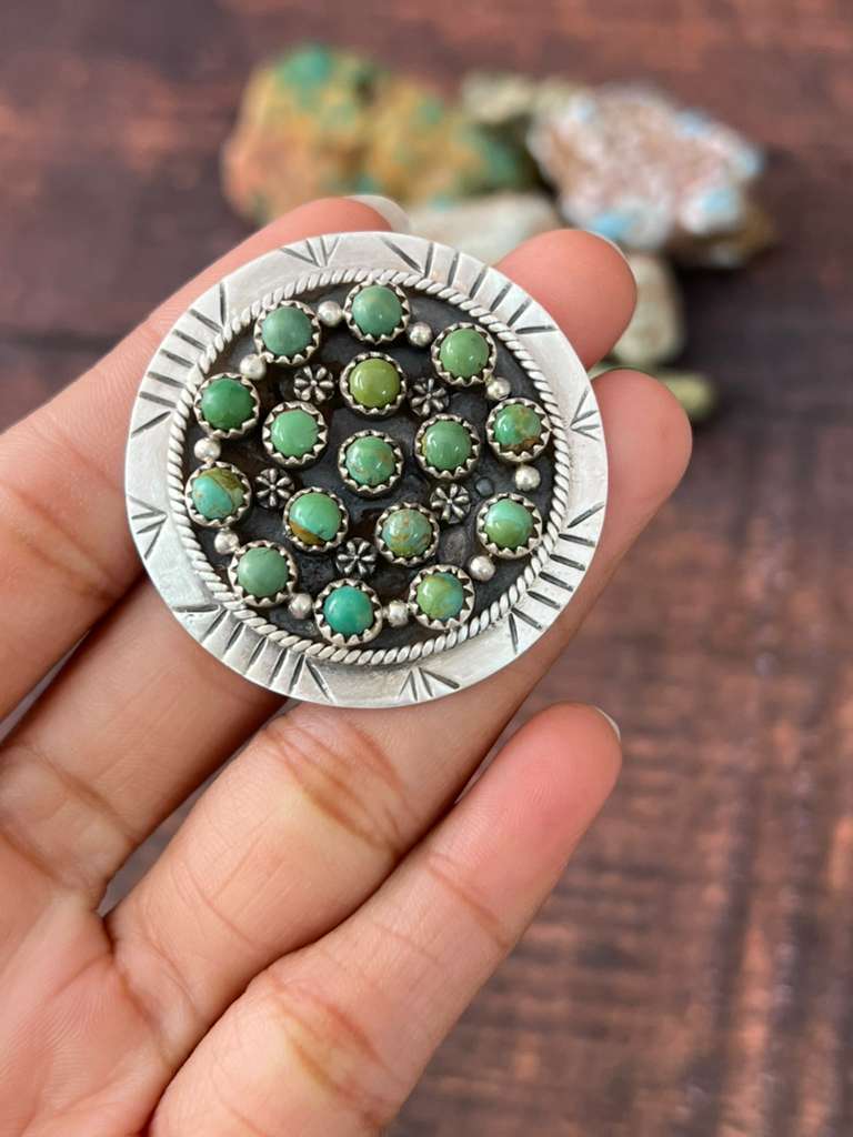 Handmade Sterling Silver Kingman Turquoise Adjustable Rings "Signed Nizhoni"
