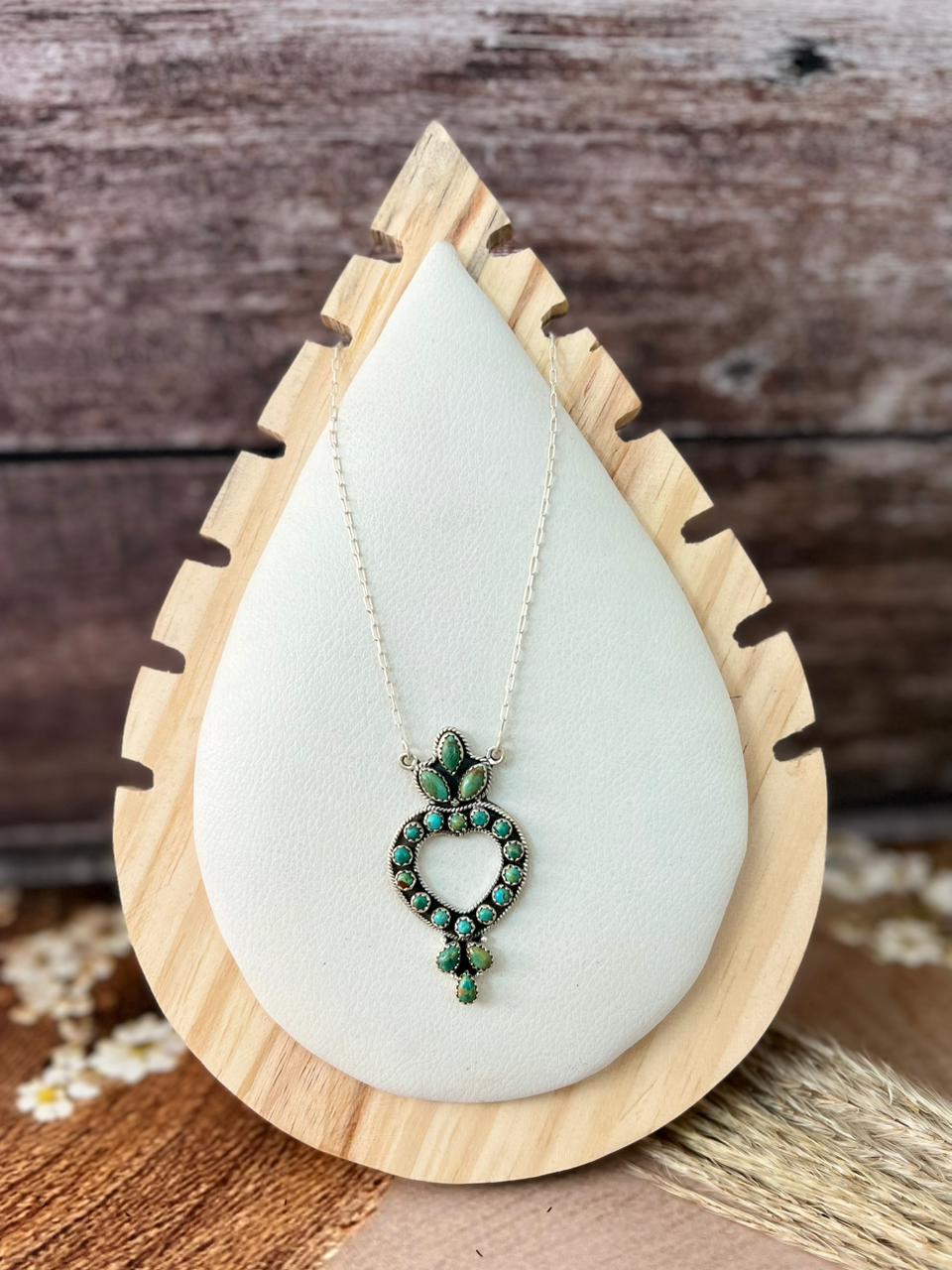 Handmade Sterling Silver Kingman Turquoise Necklace "Signed Nizhoni"