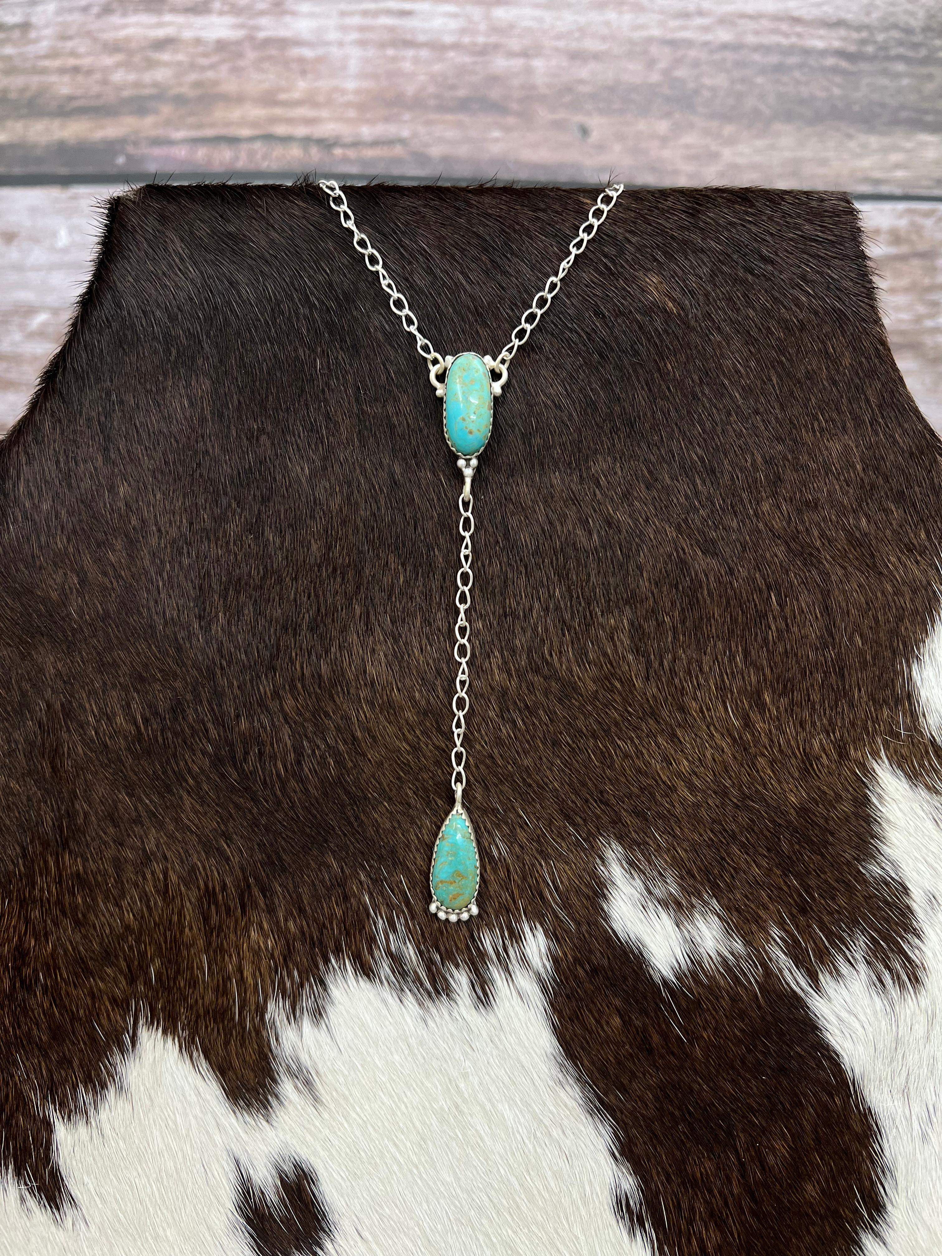 Handmade Sterling Silver Kingman Turquoise Necklace Signed Nizhoni