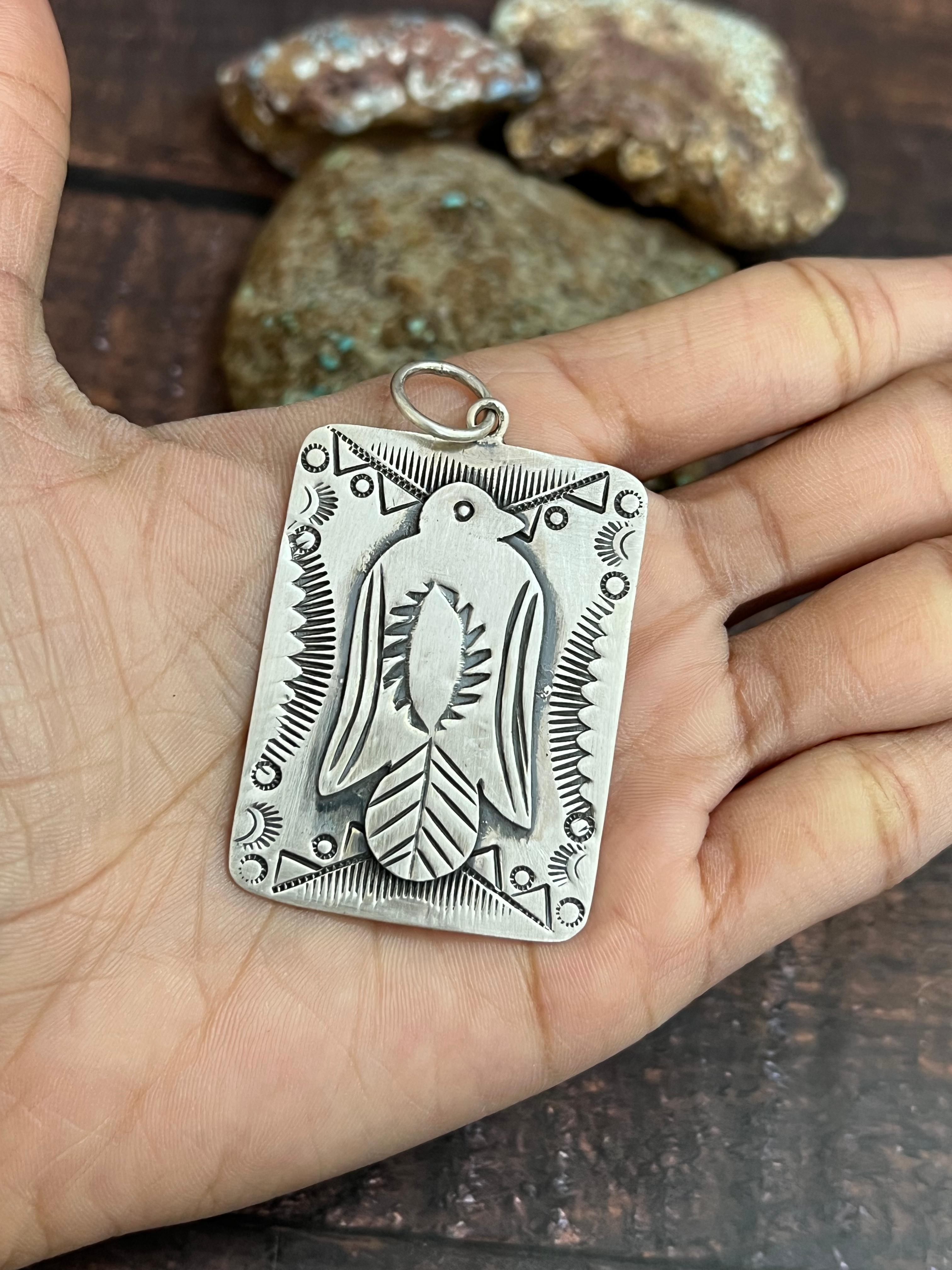 Handmade Sterling Silver Pendant with Signed Nizhoni