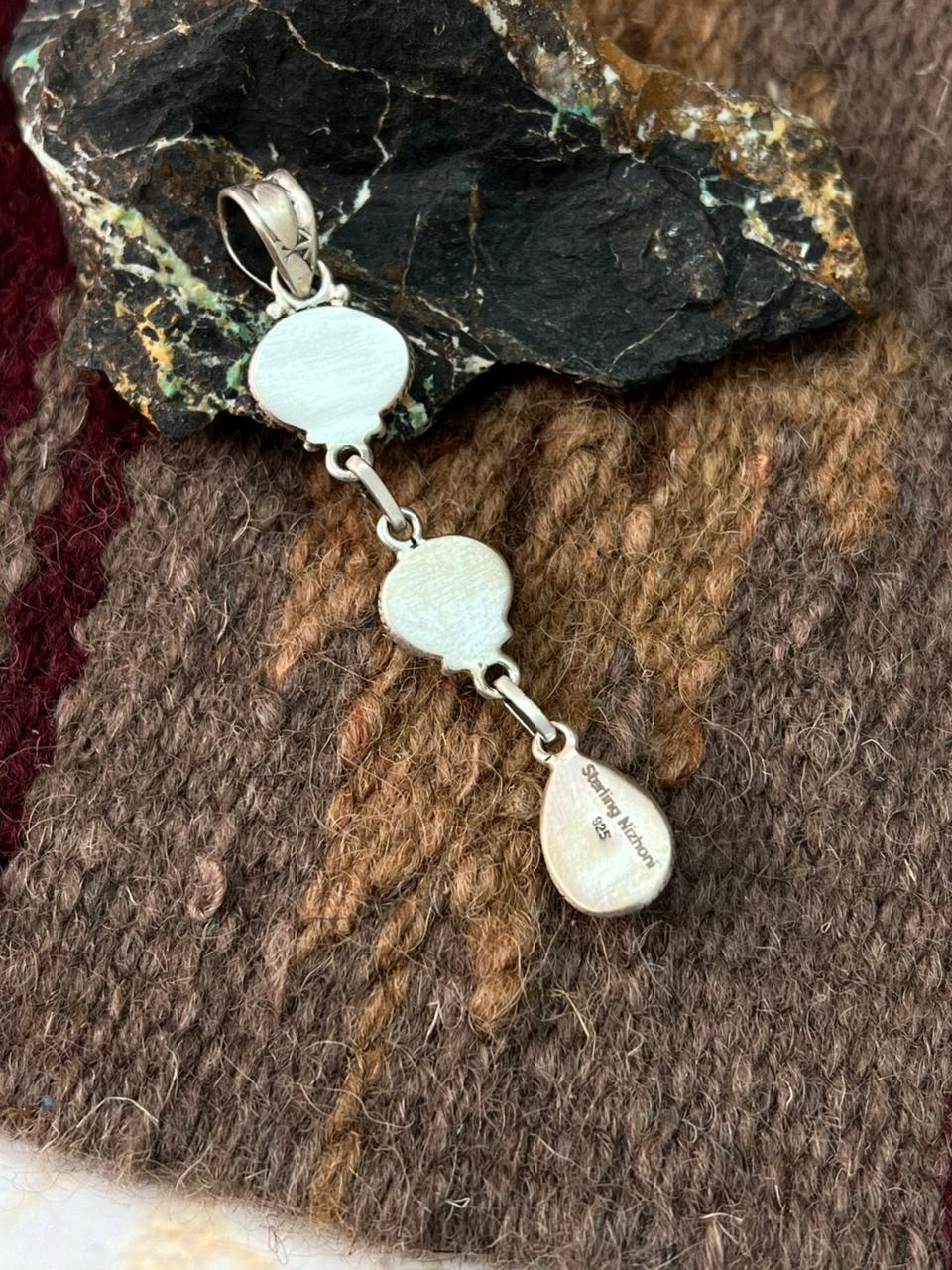 Handmade Sterling Silver Golden Hills Turquoise Pendant "Signed Nizhoni"