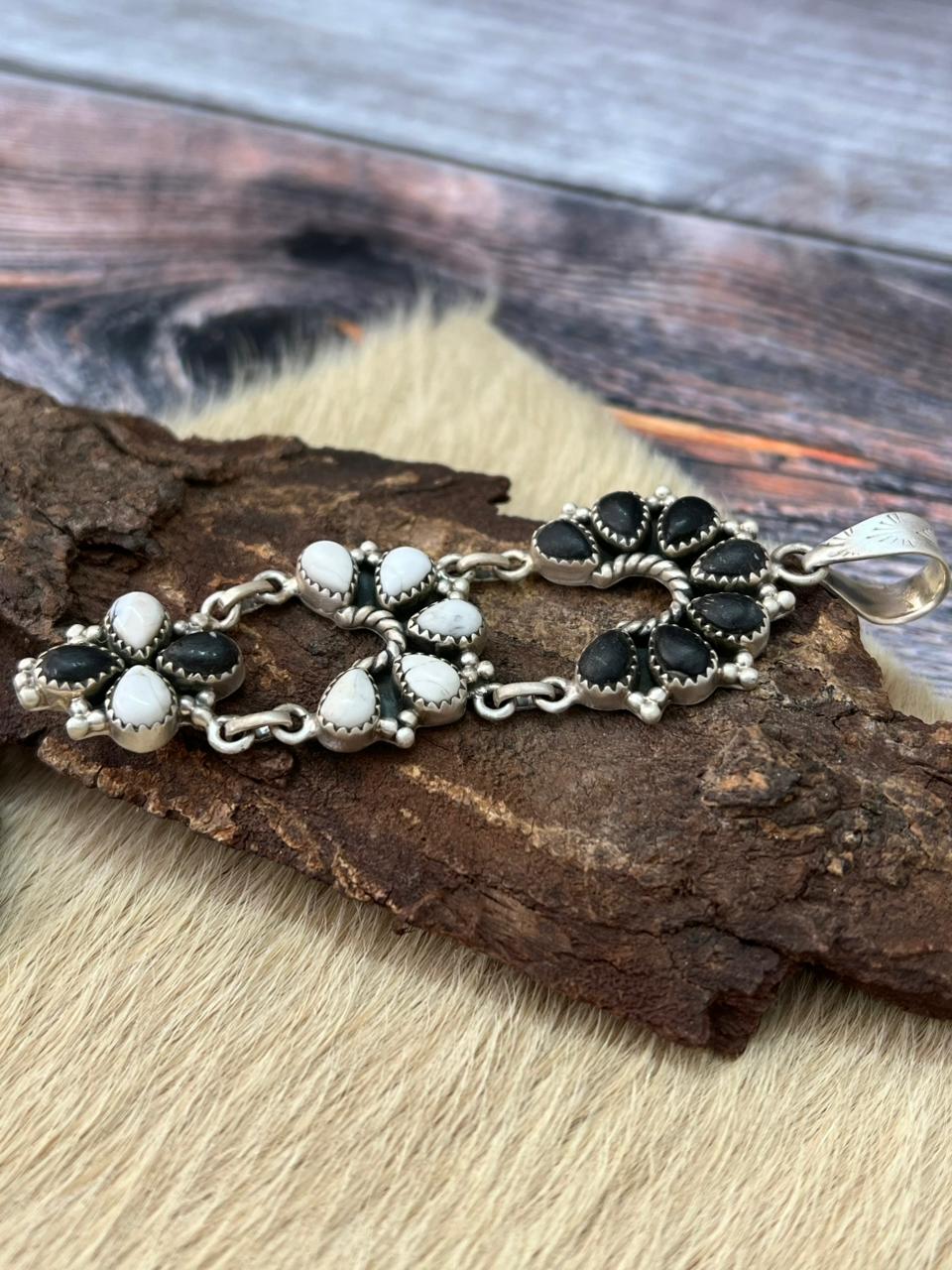 Handmade Sterling Silver White Buffalo Pendant "Signed Nizhoni"