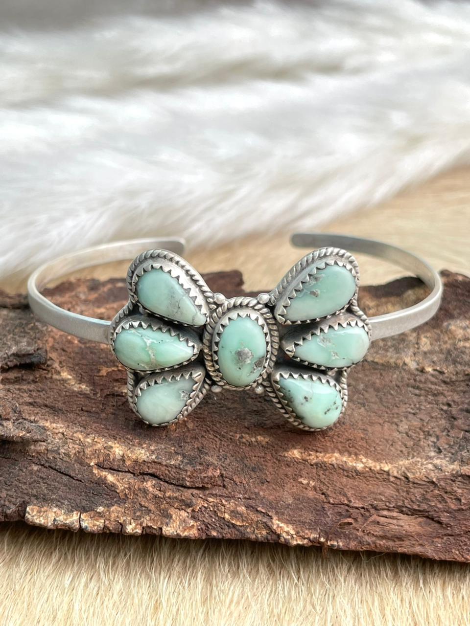 Handmade Sterling Silver Paloma Turquoise Bracelet "Signed Nizhoni"