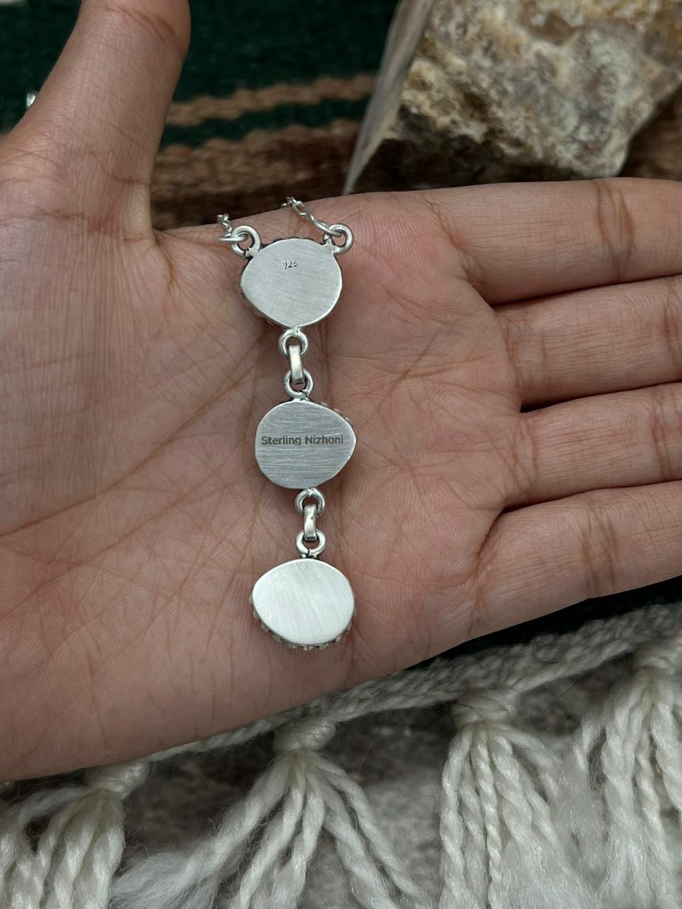 Handmade Sterling Silver Wild Horse Magnesite Necklace "Signed Nizhoni" (8)