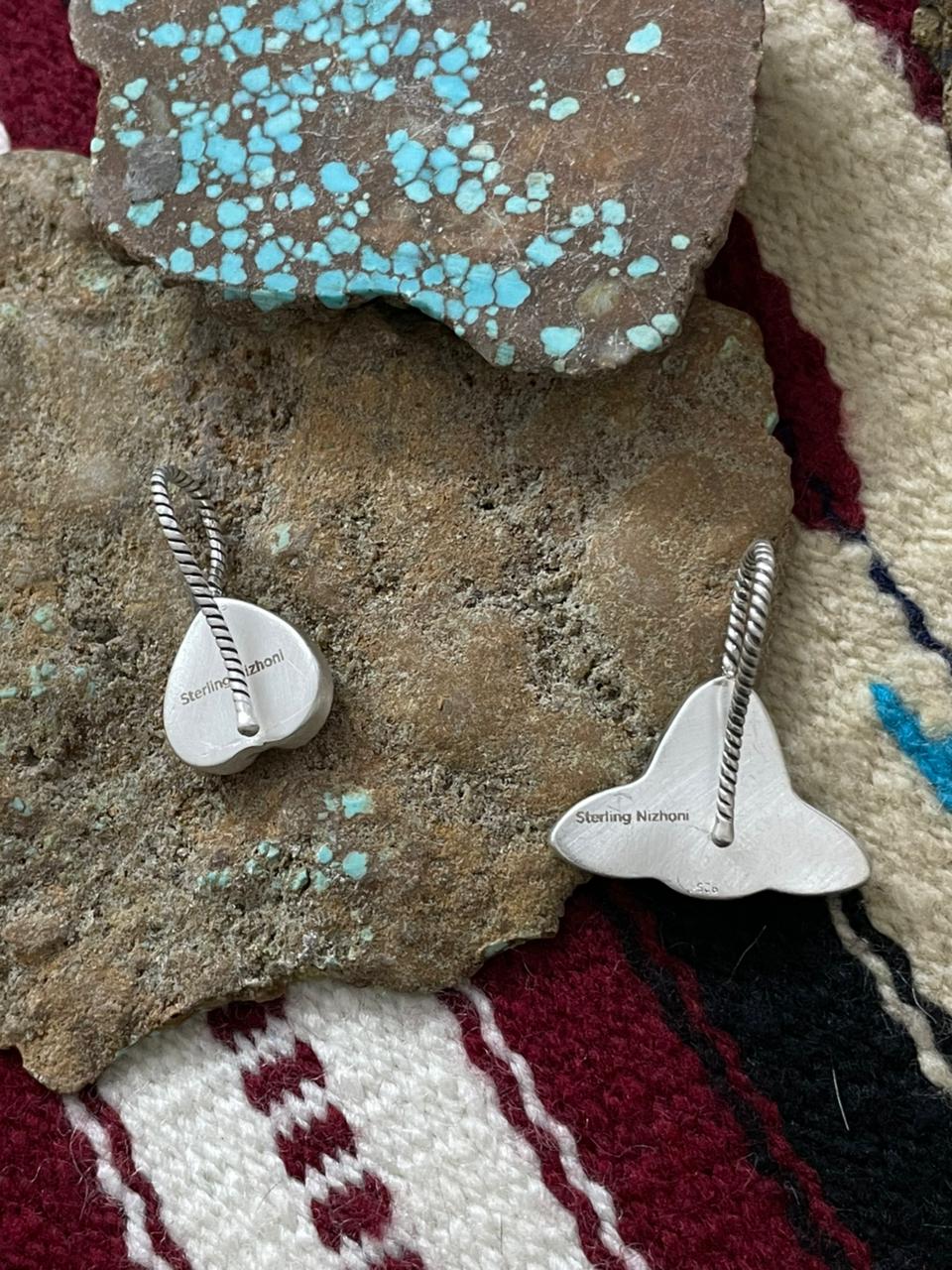 Handmade Sterling Silver Kingman Turquoise Hat Pins "Signed Nizhoni"