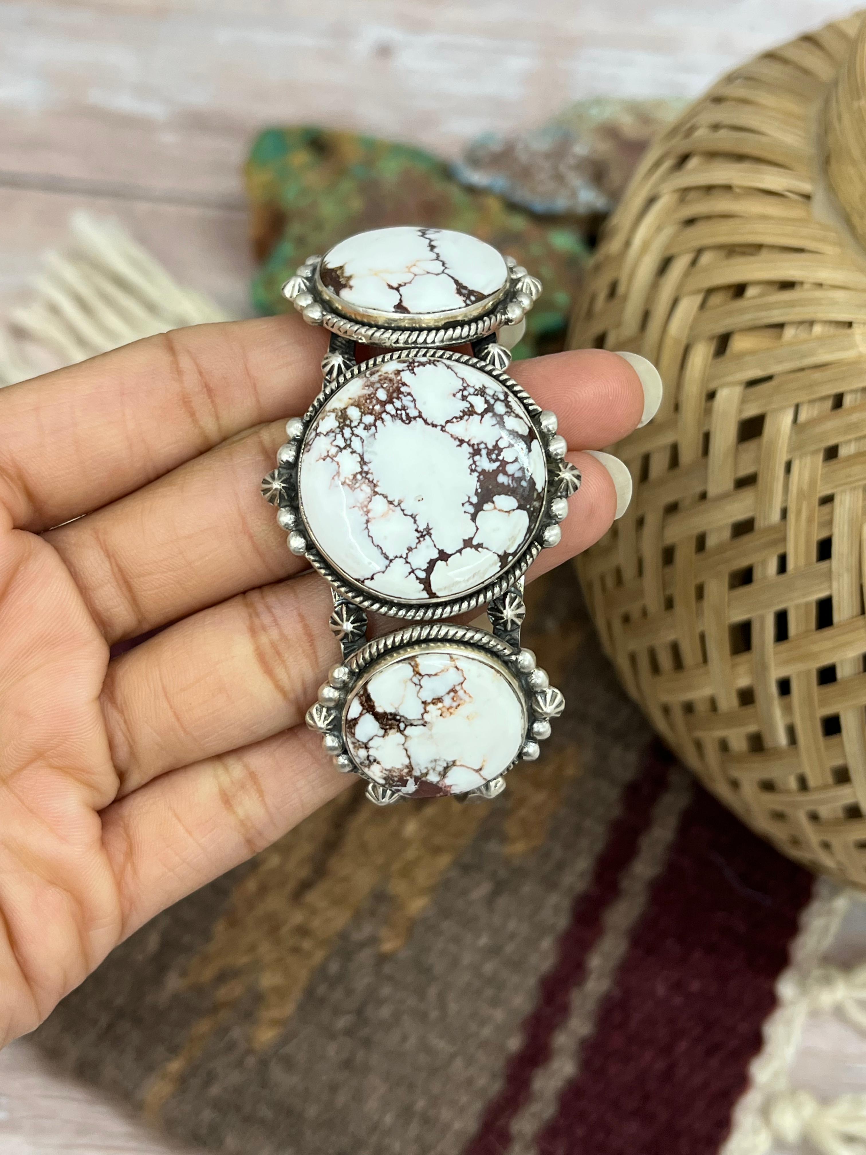 Handmade Sterling Silver Wild Horse Bracelet with Signed Nizhoni