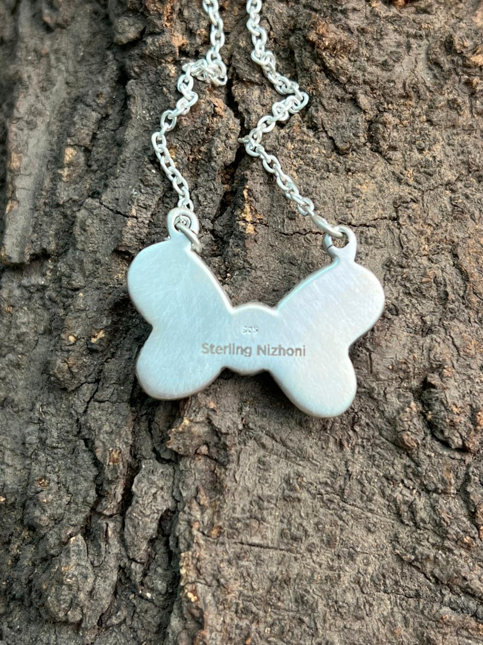 Handmade Sterling Silver Cotton Candy Butterfly Necklace "Signed Nizhoni"