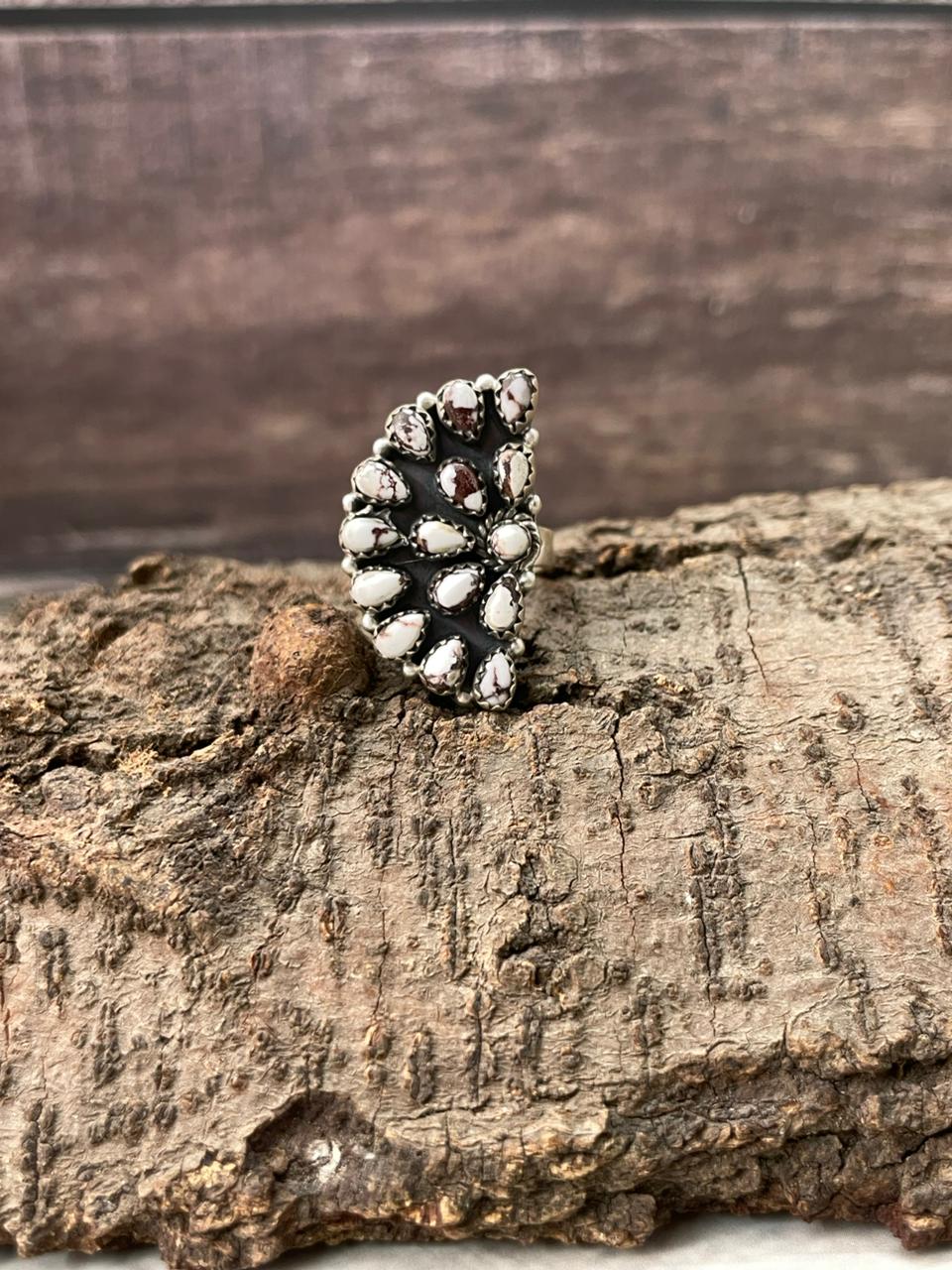 Handmade Sterling Silver Wildhorse Magnesite Adjustable Ring "Signed Nizhoni"