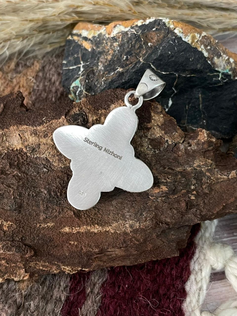 Handmade Sterling Silver Kingman Turquoise Pendant "Signed Nizhoni"