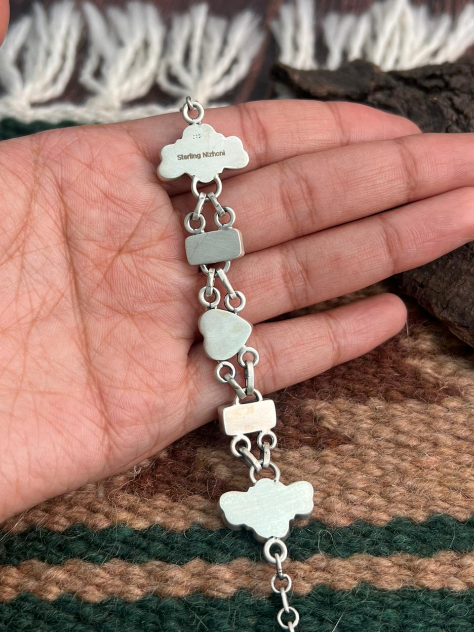 Handmade Sterling Silver Cotton Candy Chain Bracelet "Signed Nizhoni"