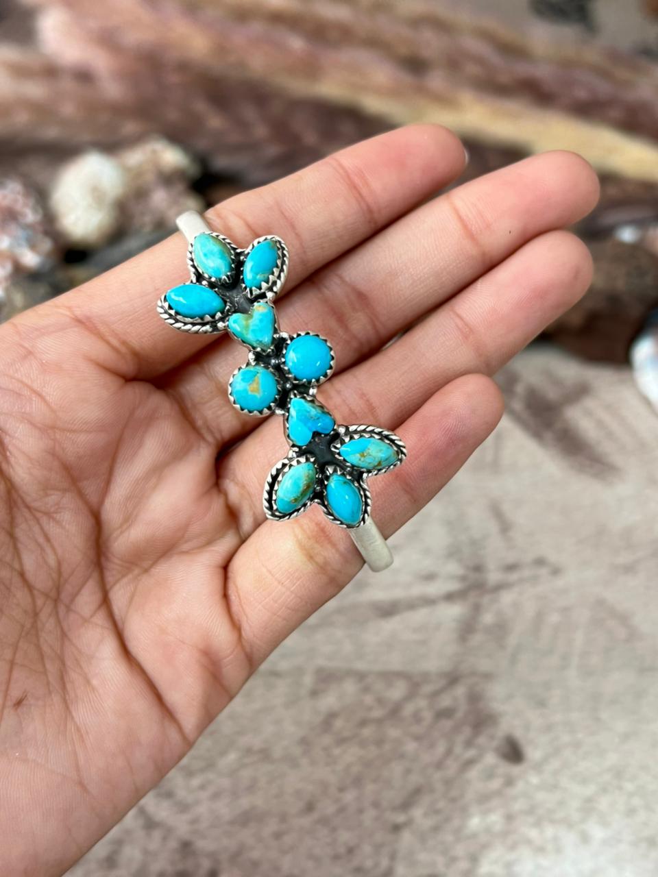 Handmade Sterling Silver Kingman Turquoise Bracelet "Signed Nizhoni"