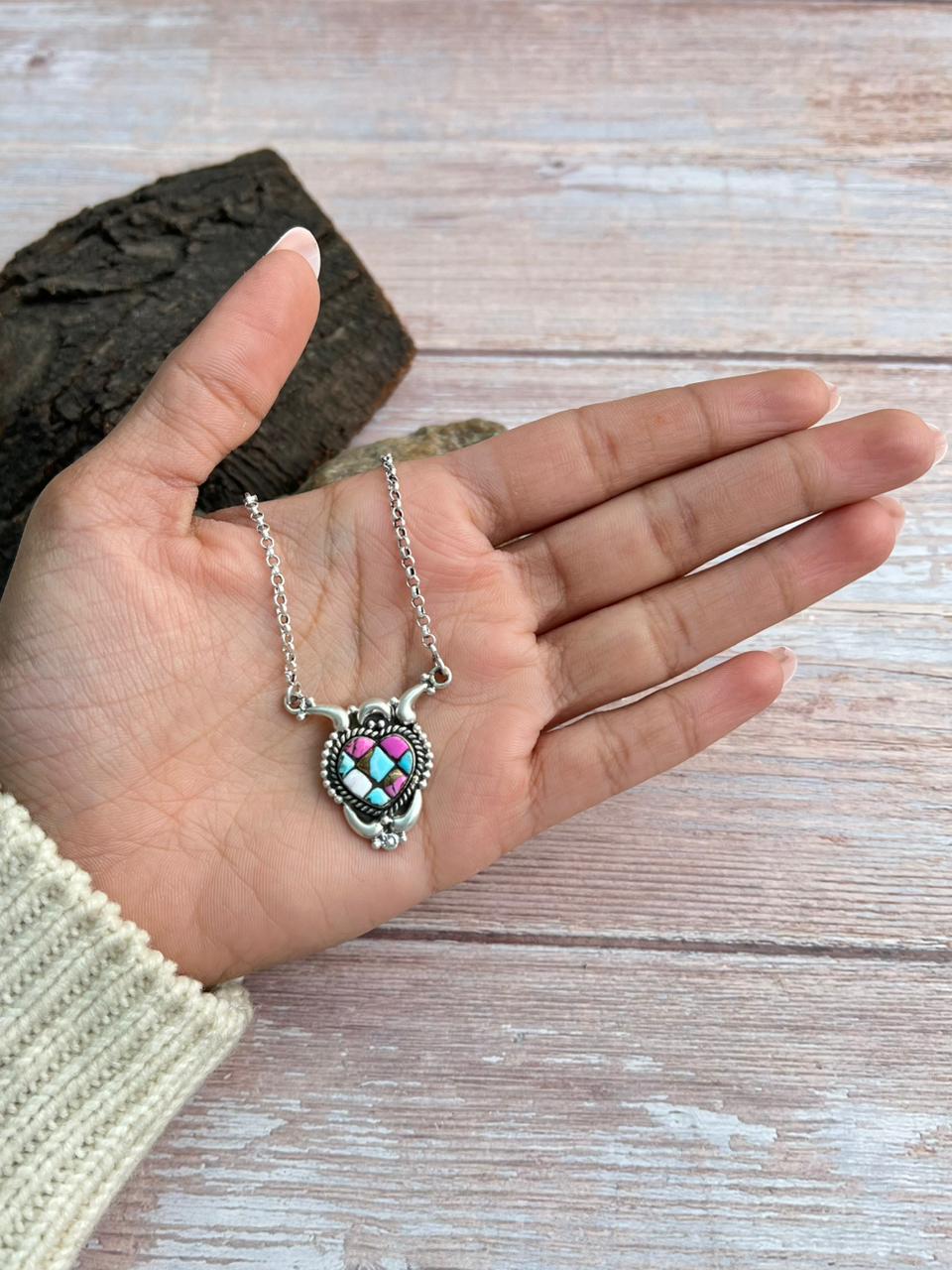 Handmade Sterling Silver Cotton Candy Necklace "Signed Nizhoni"