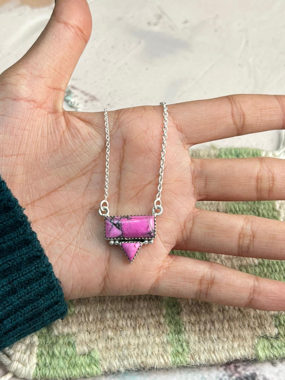 Handmade Sterling Silver Cherry Blossom Necklace "Signed Nizhoni"