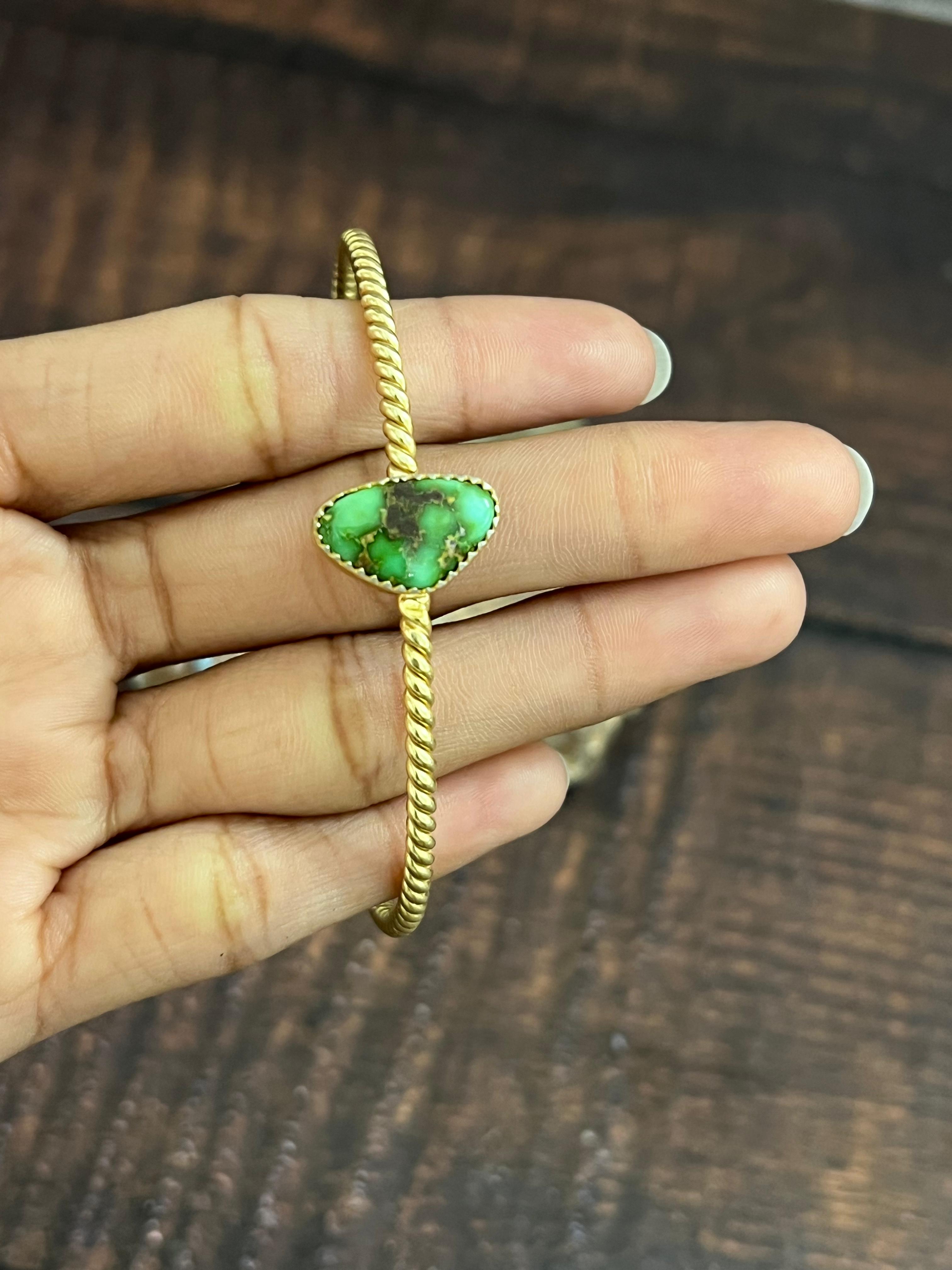 “The Golden Collection” Handmade Gold Plated Sterling Silver Natural Sonoran Mountain Turquoise Bracelet