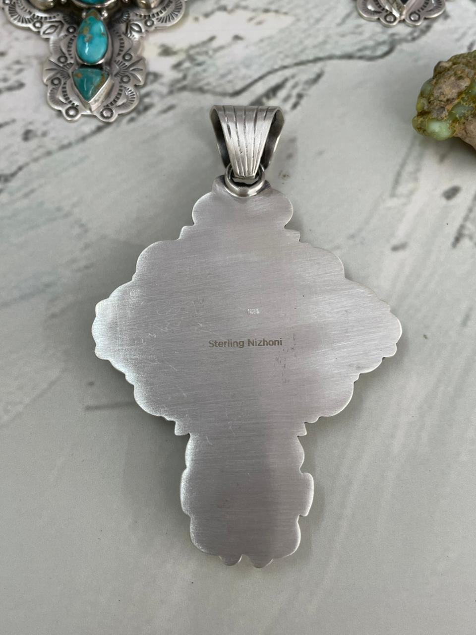 Handmade Sterling Silver Multi Stone Pendant "Signed Nizhoni"