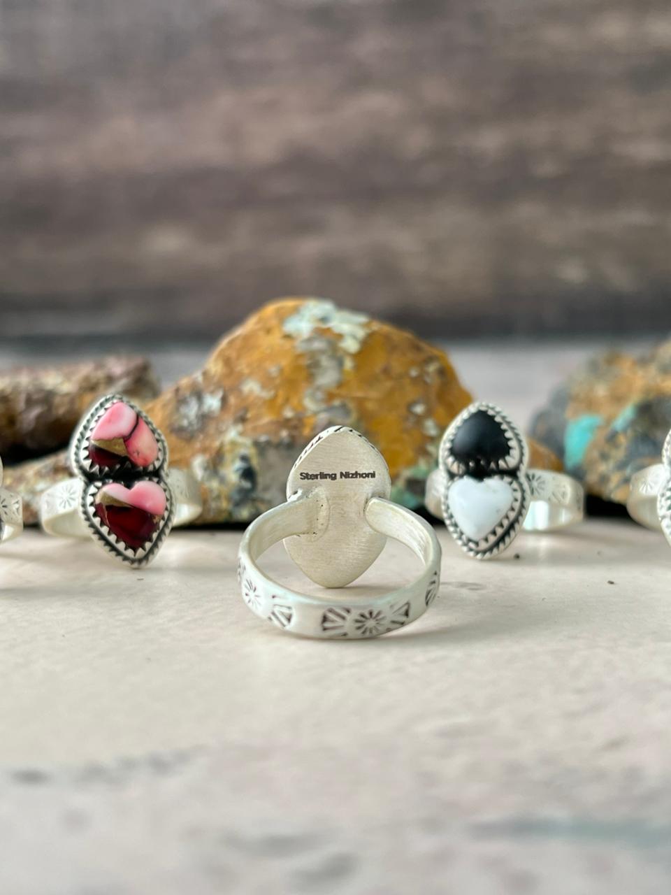 Handmade Sterling Silver Multi Stone Adjustable Ring "Signed Nizhoni"