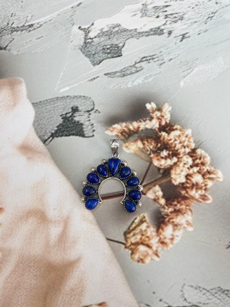 Handmade Sterling Silver Lapis Naja Pendant "Signed Nizhoni"