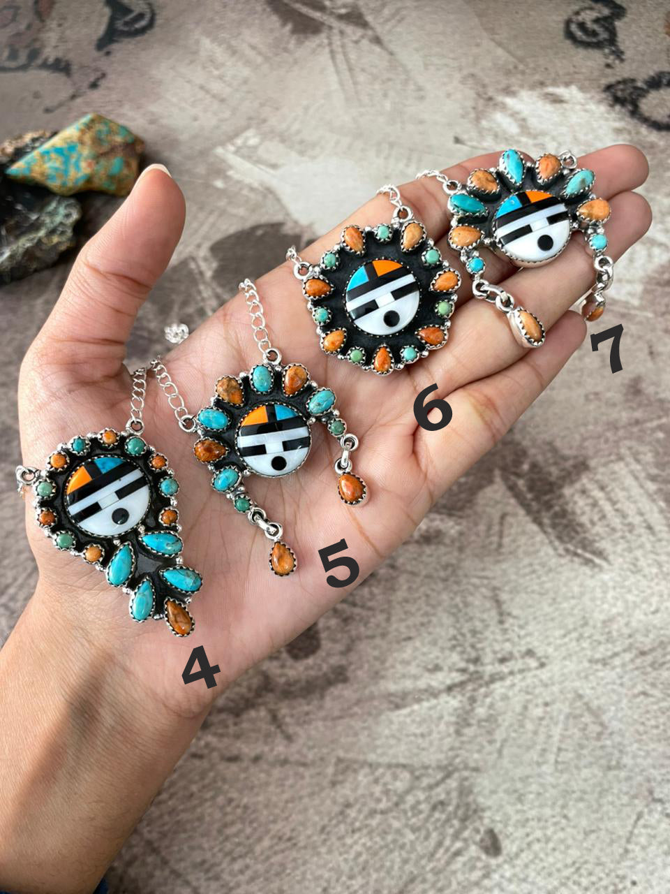 Handmade Sterling Silver Turquoise and MOP Necklace "Signed Nizhoni"